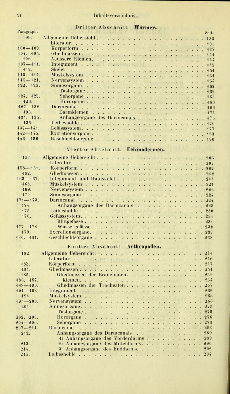 Dritter Abschnitt. Würmer. Paragraph. Seite 99. Allgemeine Uebersicht 133 Literatur 43;; 4 00—103. Körperform 437 104. 1 05. Gliedmassen -j /(1 4 06. Aeussere Kiemen 144 4 07 — 1 1 1. Integument 145 112. Skelet ., ... 454 413. 114. Muskelsystem [ \ 51 415—121. Nervensystem 154 122. 423. Sinnesorgane 162 Tastorgane 162 124. 125. Sehorgane 163 126. Hörorgane . 166 127-—132. Darmcanal 166 133. Darmkiemen 174 134. 135. Anhangsorgane des Darmcanals 175 136. Leibeshöhle 4 76 4 37—1 44 . Gefässsystem 177 142—145. Excretionsorgane 1S3 4 46—4 56. Geschlechtsorgane 4 90 Vierter Abschnitt. Echinoderinen. 157. Allgemeine Uebersicht 205 Literatur 207 4 58—4 61. Körperl'orm 207 162. Gliedmassen 212 163—167. Integument und Hautskelet 214 4 68. Muskelsystem 224 4 69. Nervensystem 222 4 70. Sinnesorgane 224 4 74—4 73. Darmcanal 224 174. Anhangsorgane des Darmcanals 228 175. Leibeshöhle 23 0 176. Gefässsystem 23 1 Blutgefässe 231 177. 178. Wassergefässe 232 179. Excretionsorgane 237 180. 181. Geschlechtsorgane ♦ 238 Fünfter Abschnitt. Arthropoden. 182. Allgemeine Uebersicht 241 Literatur 246 183. Körperform 247 184. Gliedmassen 251 185. Gliedmassen der Branchiaten 252 186. 187. Kiemen 25 4 188—190. Gliedmassen der Tracheaten 257 191—193. Integument 262 194. Muskelsystem 265 4,95—200. Nervensystem 266 201. Sinnesorgane 275 Tastorgane 275 202. 203, Hörorgane 276 204—206. Sehorgane 278 207—211. Darmcanal 283 212. Anhangsorgane des Darmcanals 289 4) Anhangsorgane des Vorderdarms 289 24 3. 2) Anhangsorgane des Mitteldarms 290 24 4. 3) Anhangsorgane des Enddarms 292 24 5. Leibeshöhle 294