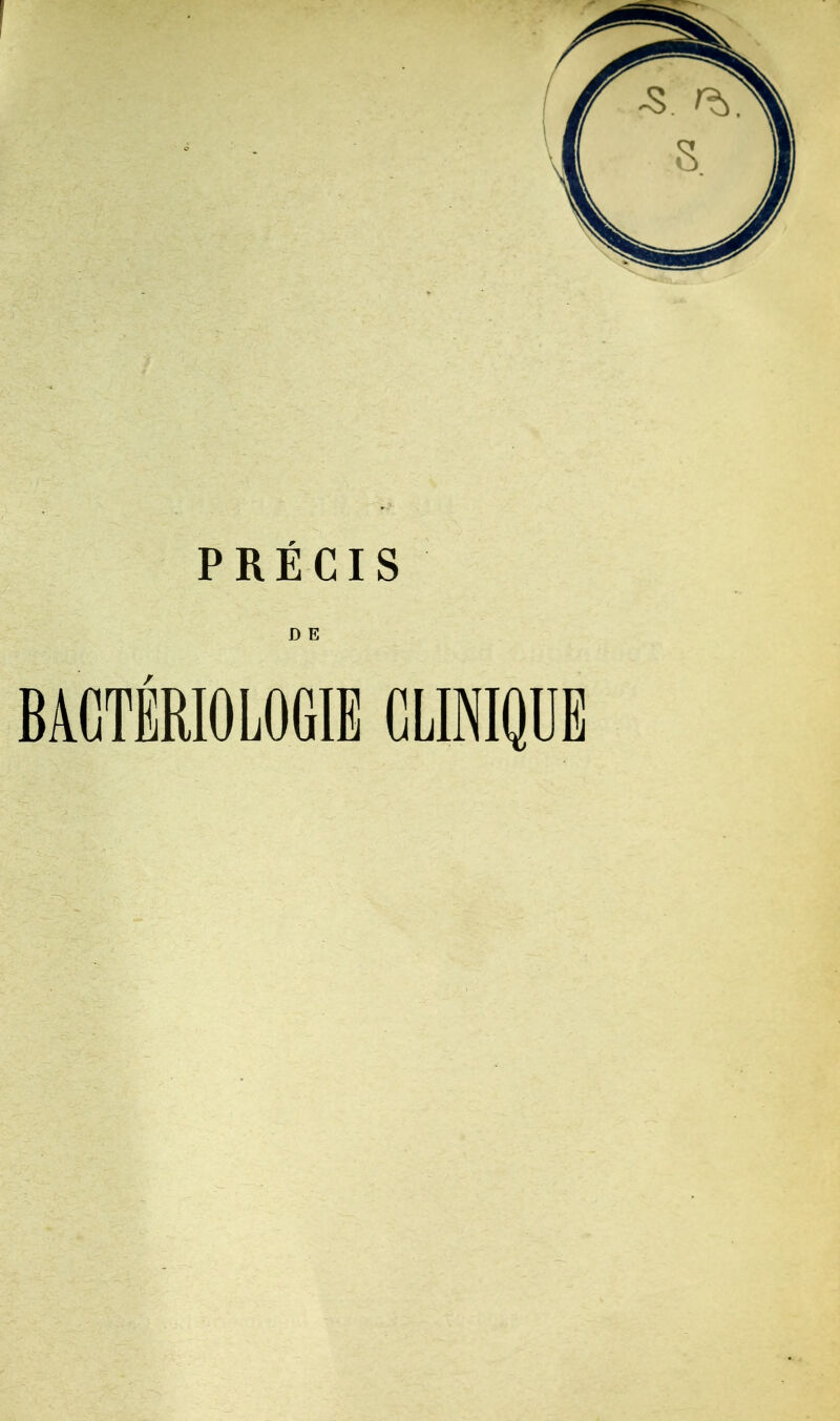 PRÉCIS BACTÉRIOLOGIE CLINIQUE