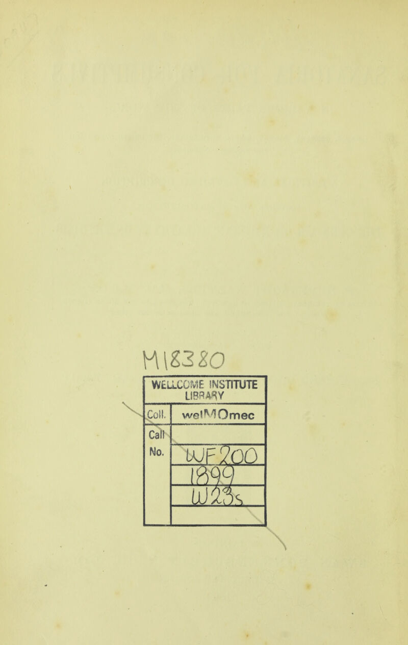 WELlCOfvIE INSTITUTE UBRASY wel^^Omec Call No.