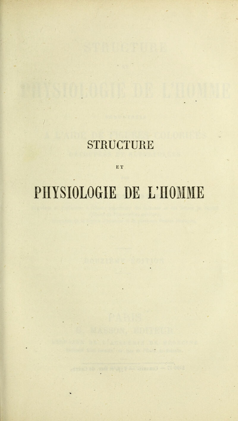 PHYSIOLOGIE DE L'HOMME