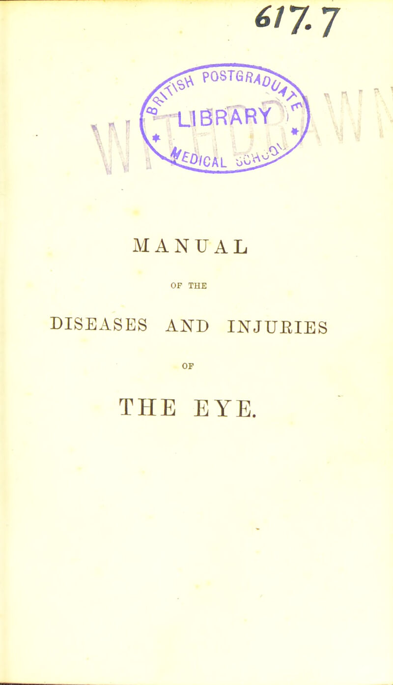 MANUAL OP THE DISEASES AND INJUEIES . OF THE EYE.