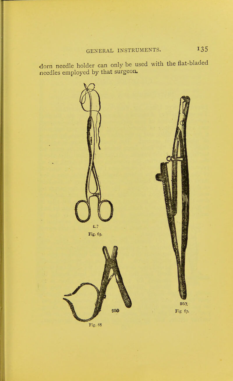 dorn needle holder can only be used with the flat-bladed needles employed by that surgeon. Fig. 66