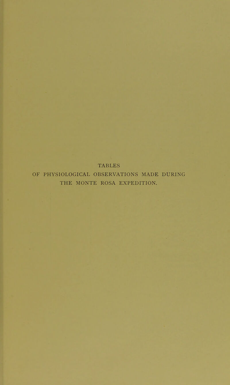 TABLES OF PHYSIOLOGICAL OBSERVATIONS MADE DURING THE MONTE ROSA EXPEDITION.