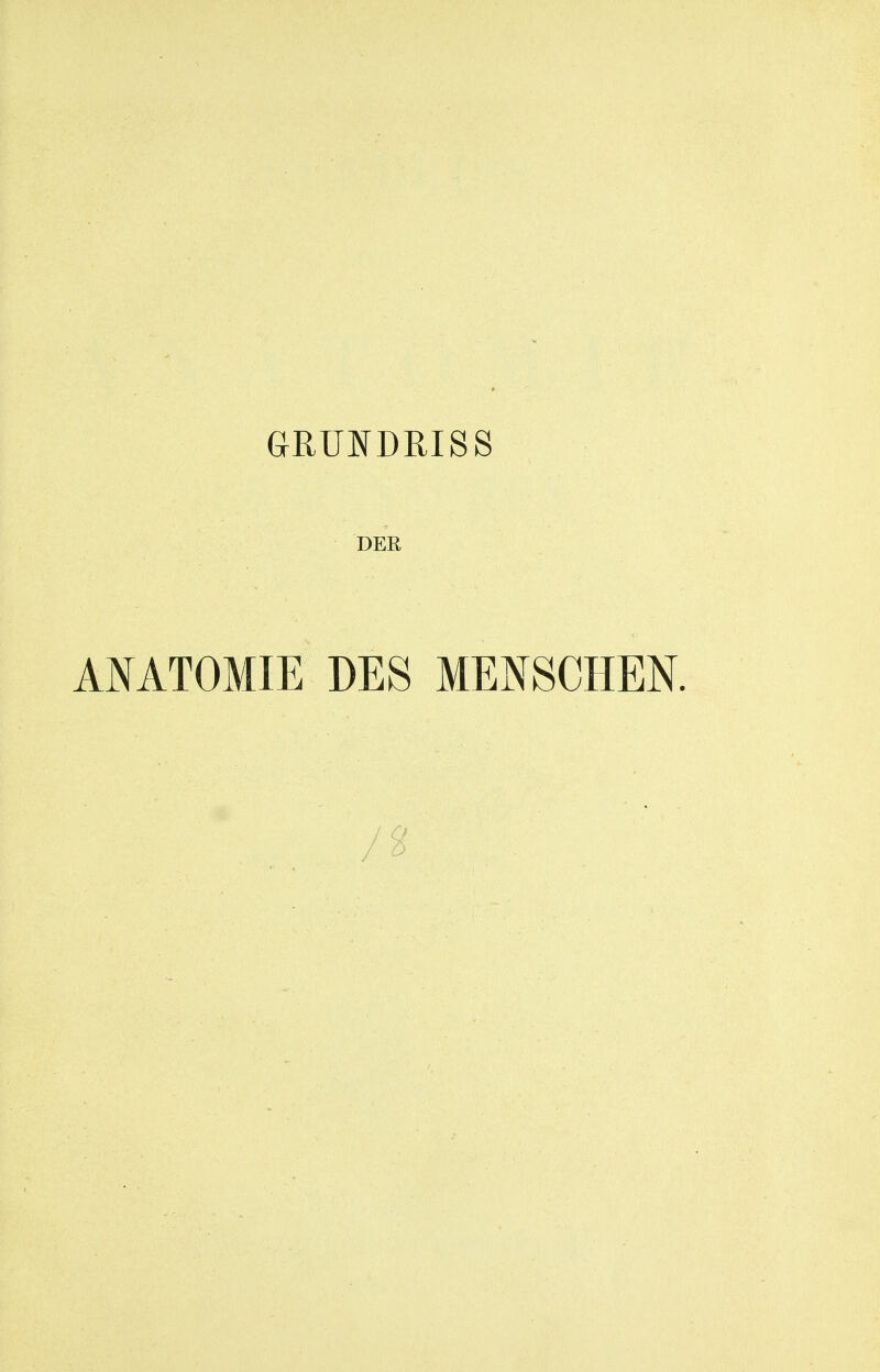 GRÜNDRISS DEK ANATOMIE DES MENSCHEN.