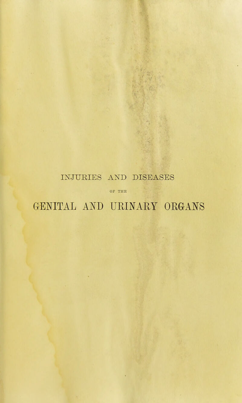 INJURIES AND DISEASES GENITAL AND URINARY ORGANS