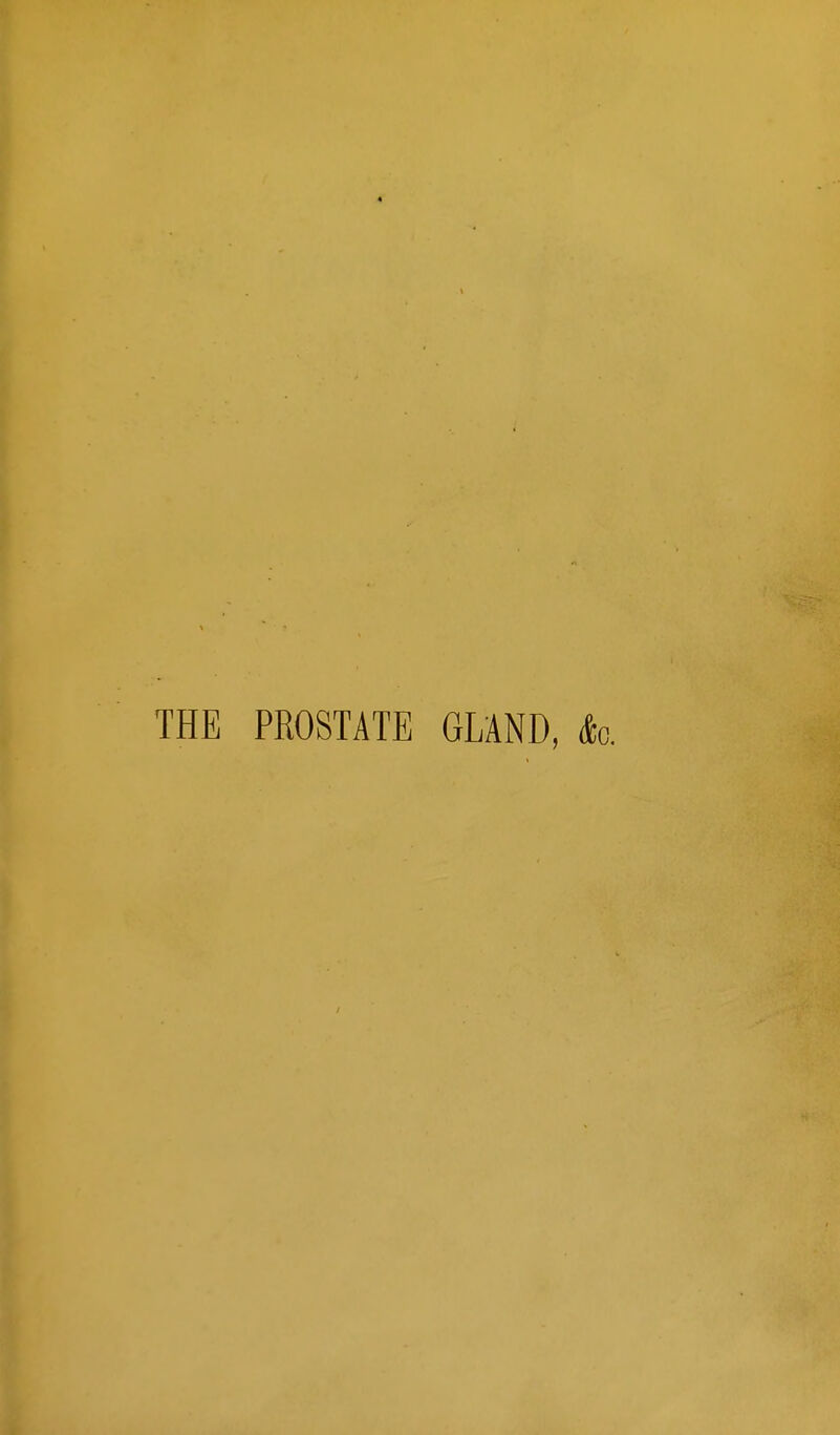 THE PROSTATE GLAND, &o. /