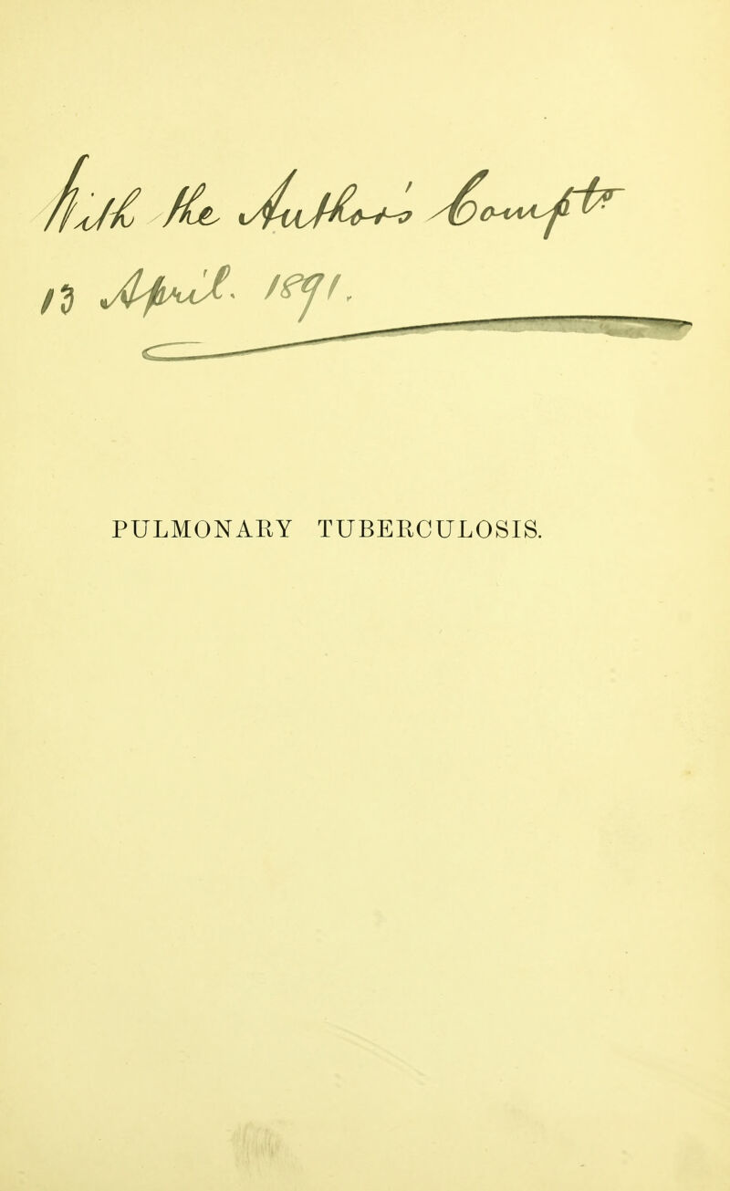 PULMONARY TUBERCULOSIS.