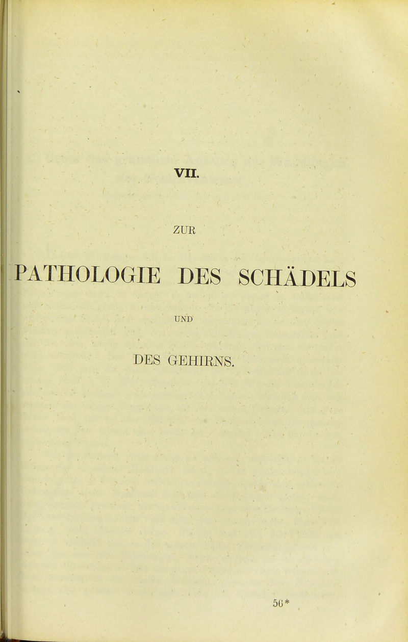 VII. ZUR PATHOLOGIE DES SCHÄDELS UND DES GEHIRNS. 5ü*