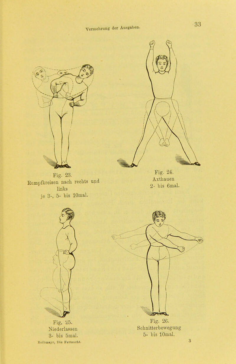 Fig. 25. Niederlassen 3- bis 5mal. Keibmayr, Die Fettsucht. Fig. 26. Schnitterbewegung 5- bis lOrnal.