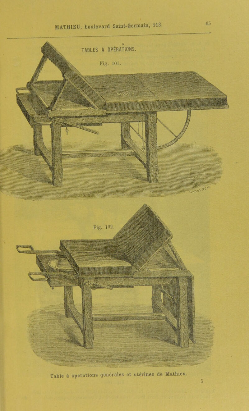 Table à opériitions générales ot utérines de Mathieu.