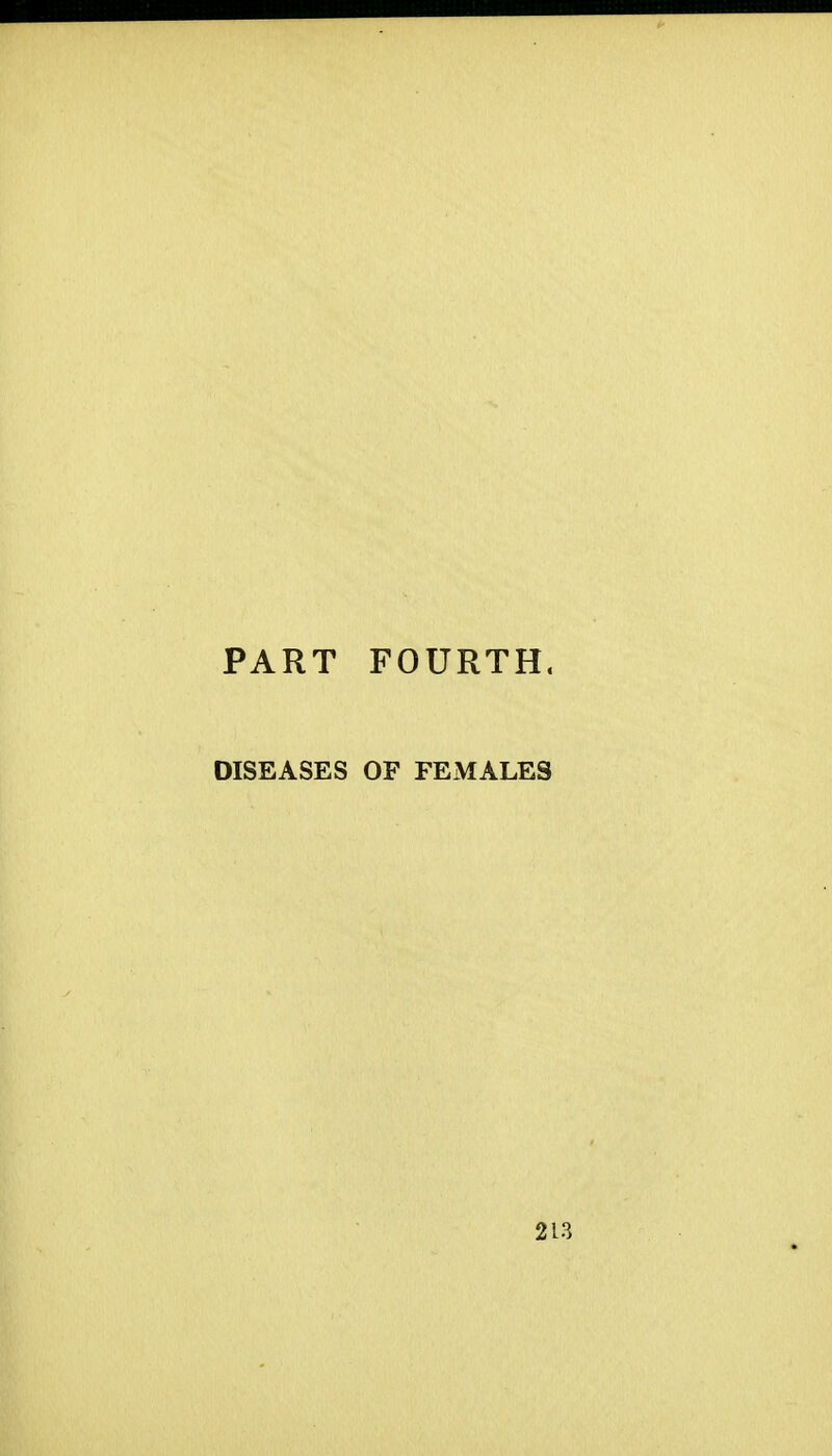 PART FOURTH, DISEASES OF FEMALES