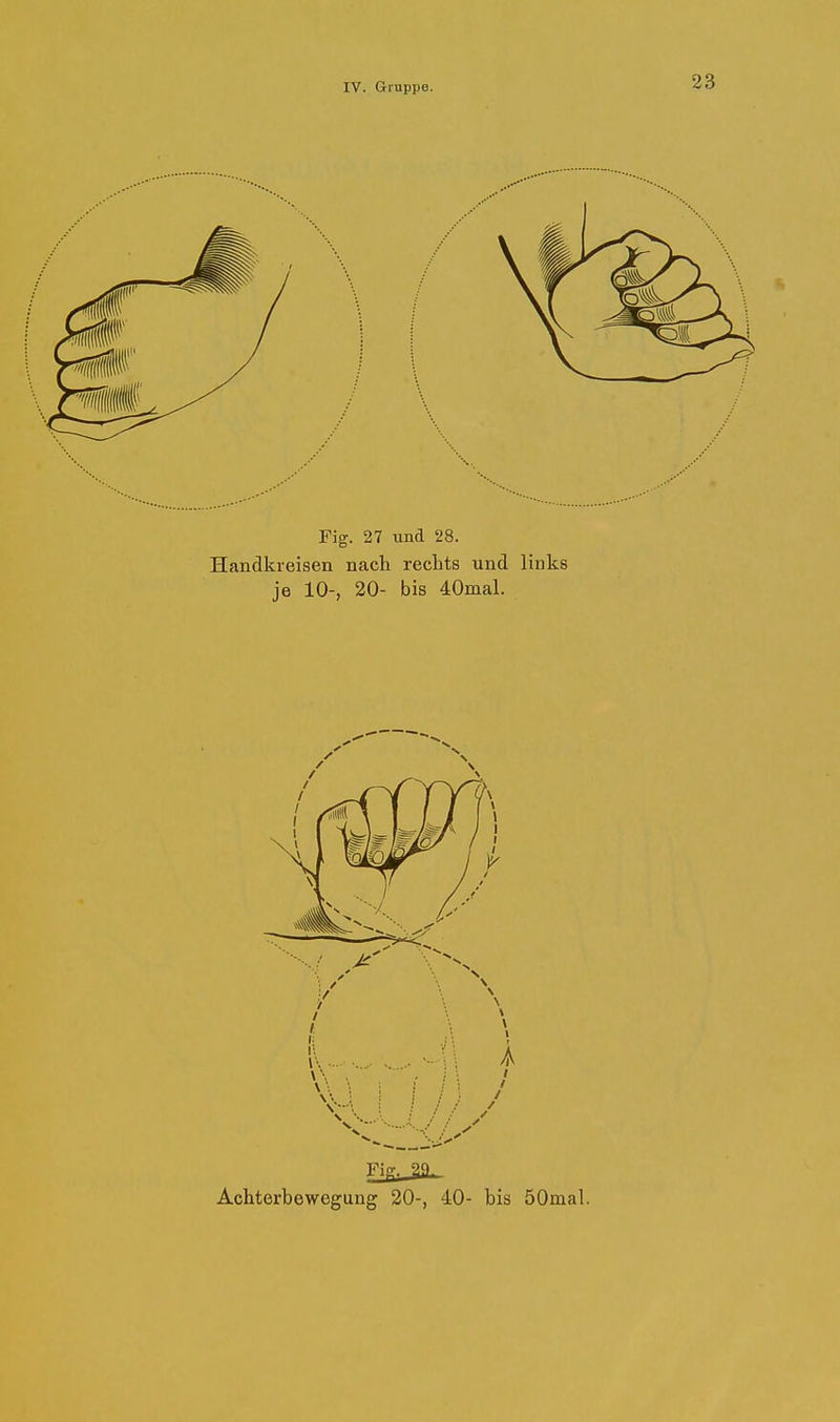 Fig. 27 und 28. Handkreisen nach rechts und links je 10-, 20- bis 40mal. Achterbewegung 20-, 40- bis öOmal