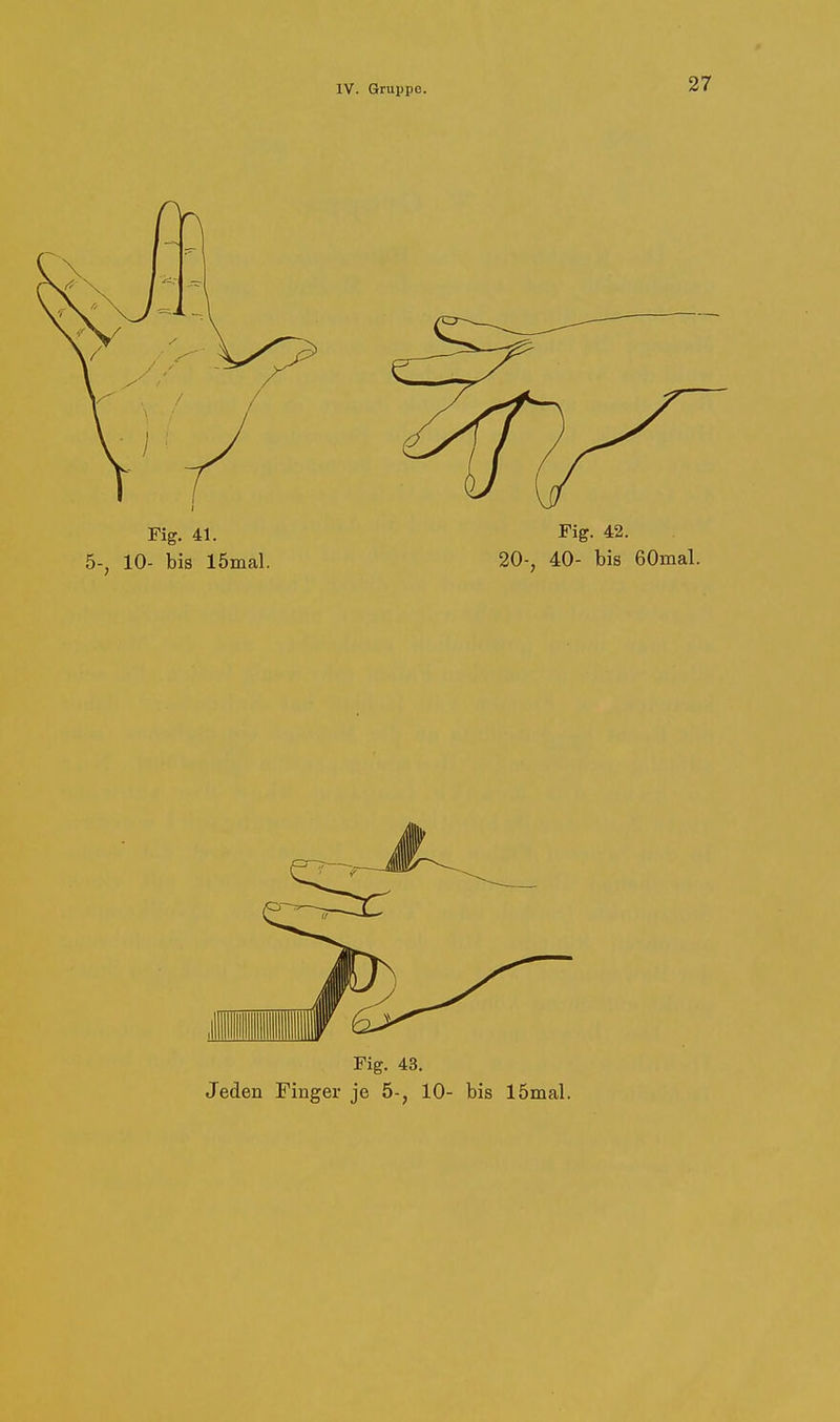 Fig. 43. Jeden Finger je 5-, 10- bis 15mal.