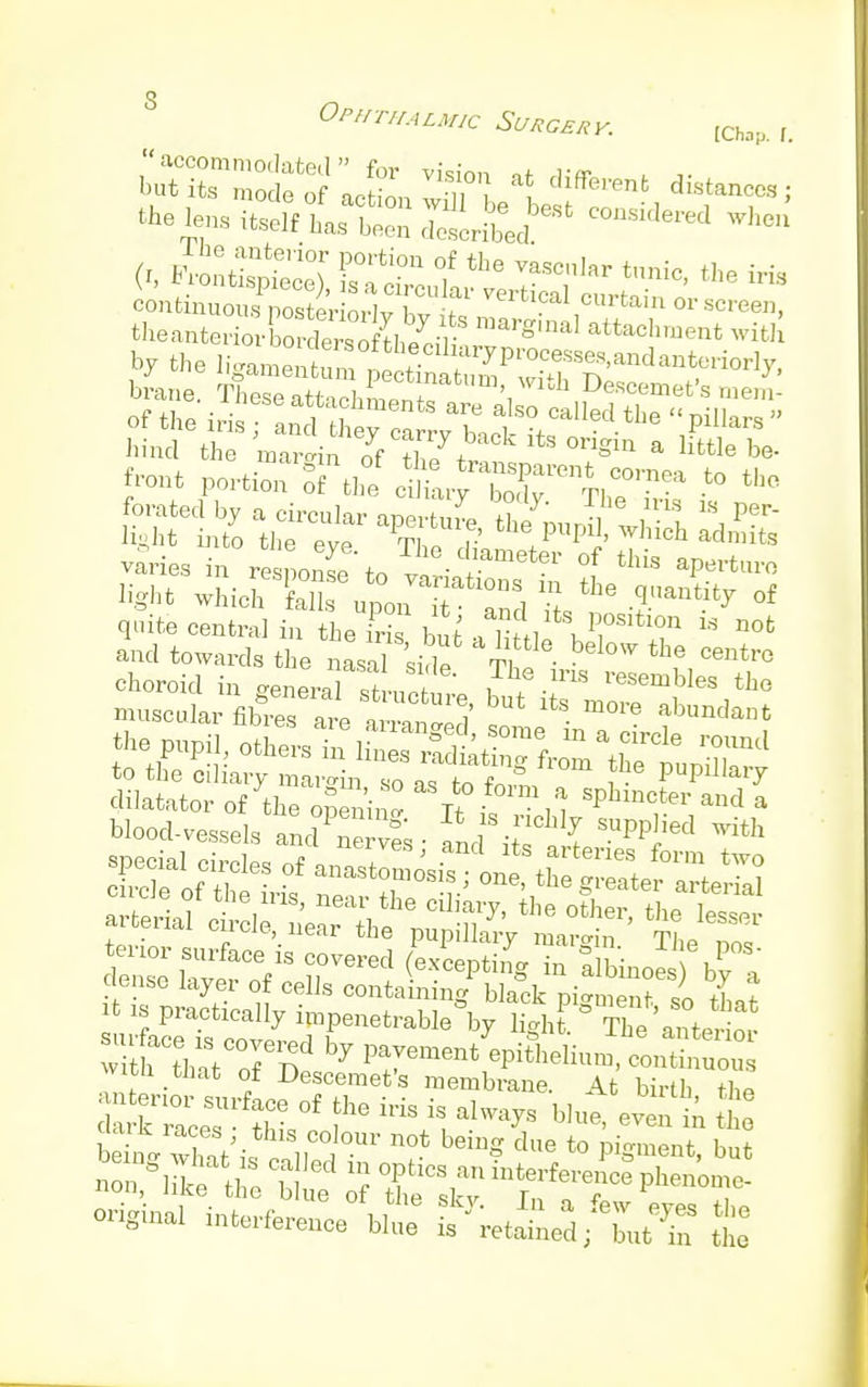 *'■«« Smear. [a», , front porti» sv/ ci,i1;T„r'o,T,1rTfa to ,o forated by a circular ™P,.f„; ina 18 Per- lioht into the eve T ' ^ P^Which admits varies in re „oni to v -Clameter °f tMs aP«rt»™ light which S upon™ Tl > Ta*% of quite centra] in the C but altle h^T  n0t and towards the nasal side T °W the Centre to„;„ ir '• pupillary margin. The nn? dense wi ST? in -kinoes bfa ctense layei of cells containing black pigment so tint t is practxcally impenetrable by Ugh I The ante52 wim tliat oi Descemet's membrane. At birth the be S'i. 1, °°r °? bei= clue to Pisment, but origina. tat,rferenoe ^ f^/l^ £