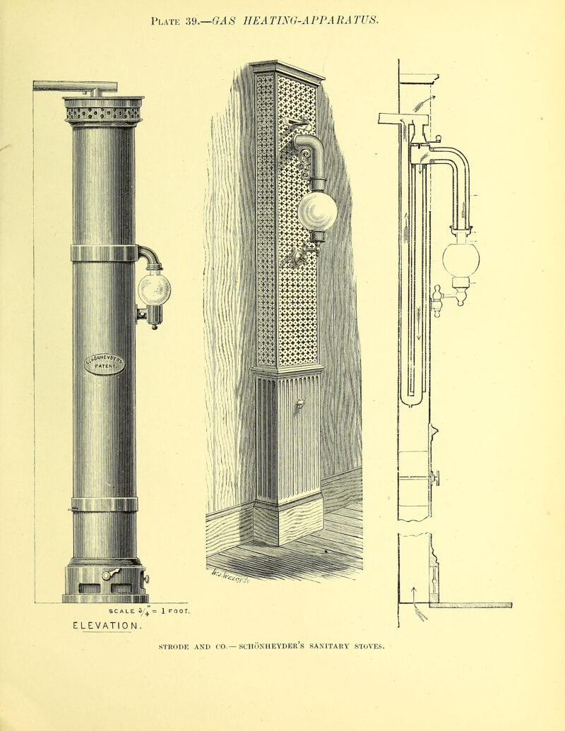 ELEVATION. STRODE AND CO.— SCHONHEYDER's SANITARY STOVES,