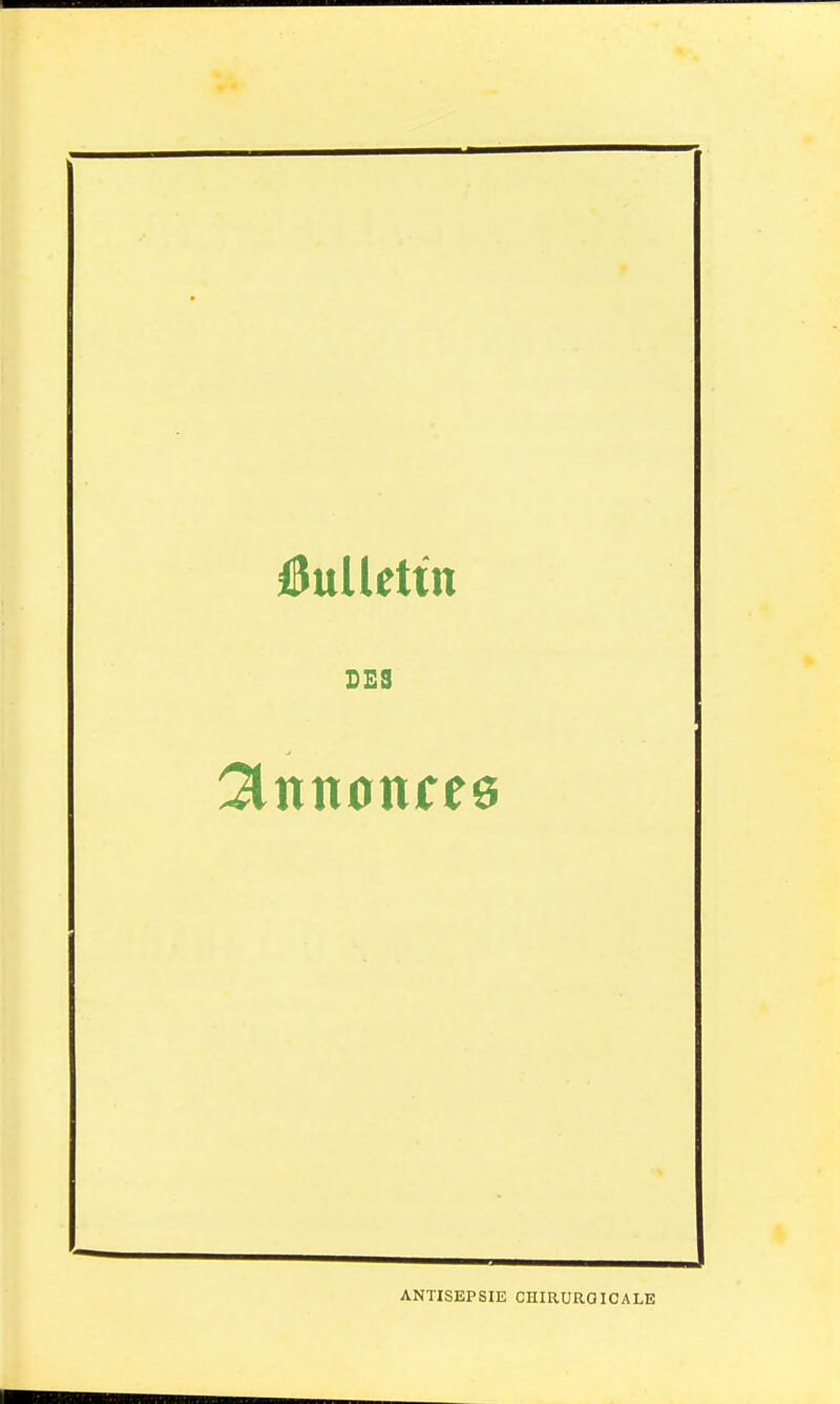 bulletin ANTISEPSIE