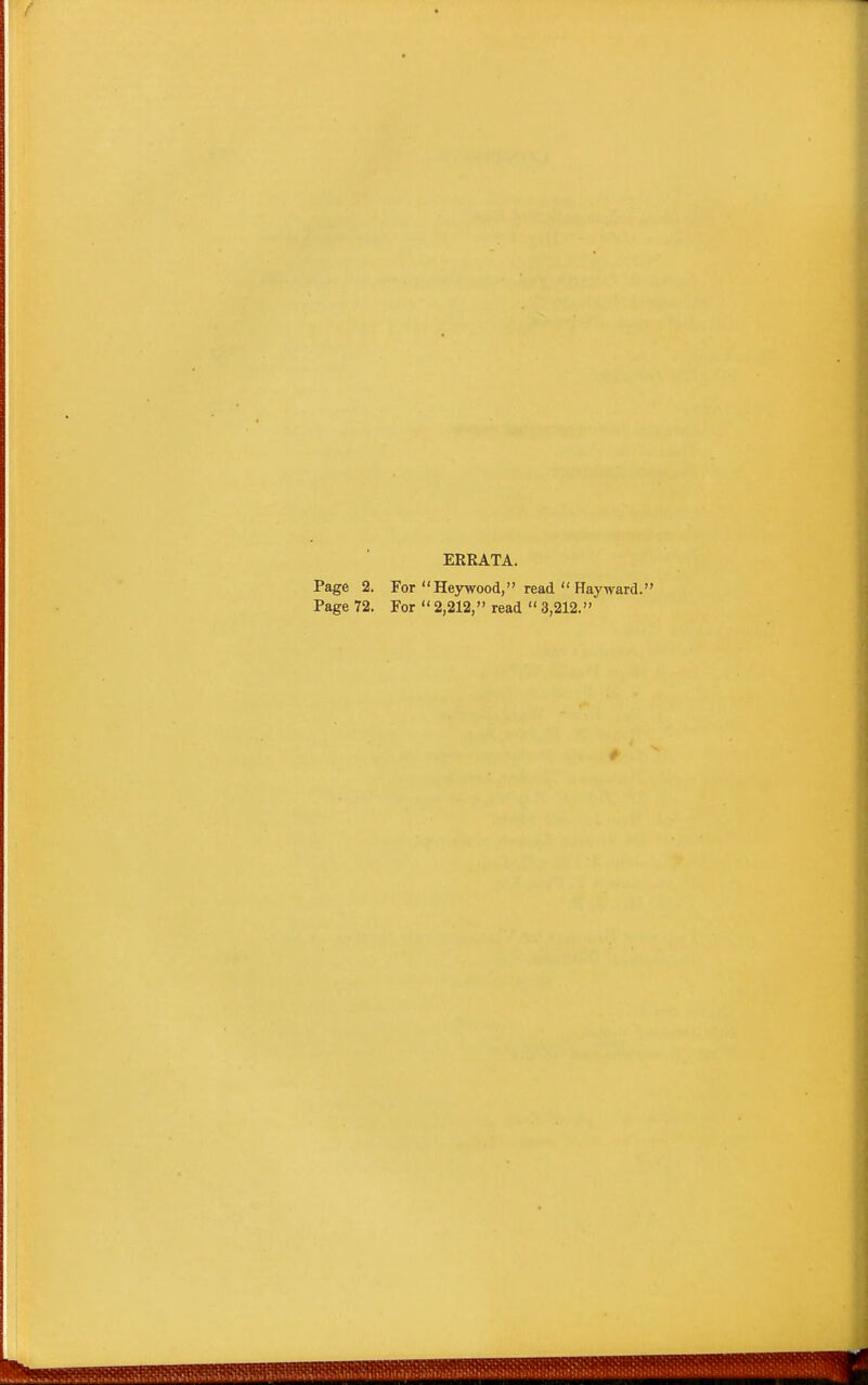 ERRATA. Page 2. For Heywood, read  Hayward. Page 72. For  2,212, read  3,212.