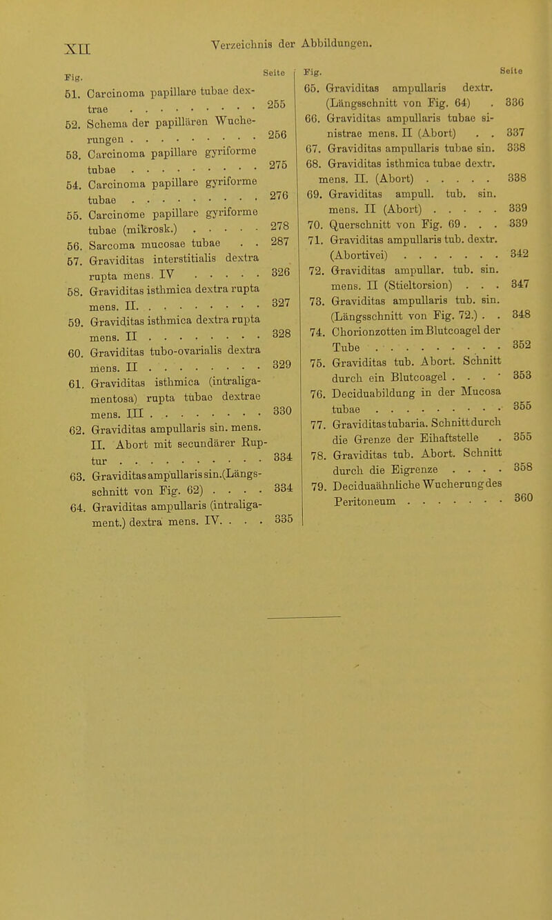 Fi«. 51. Carcinoma papilläre tubae dex- trae 52. Schema der papillären Wuche- 53. 54. 55. Seite 255 256 rungen Carcinoma papilläre gyriforme tubae 275 Carcinoma papilläre gyriforme tubae 276 Carcinome papilläre gyriforme tubae (mikrosk.) 278 56. Sarcoma mucosae tubae . . 287 57. Graviditas interstitialis dexlra rupta mens. IV 58. Graviditas isthmica dextra rupta mens. II 59. Graviditas isthmica dextra rupta mens. II 60. Graviditas tubo-ovarialis dextra mens. II 61. Graviditas isthmica (intraliga- mentosa) rupta tiibao dextrae mens. III . 62. Graviditas ampullaris sin. mens. II. Abort mit secundärer Rup- tur 334 63. Graviditas ampullaris sin.(Längs- schnitt von Fig. 62) ... . 334 64. Graviditas ampullaris (intrabga- ment.) dextra mens. IV. . • • 335 326 327 328 329 330 336 337 338 Fig. Seite 65. Graviditas ampullaris dextr. (Längsschnitt von Fig. 64) 66. Graviditas ampullaris tubae si- niBtrae mens. II (Abort) . . 67. Graviditas ampullaris tubae sin. 68. Graviditas isthmica tubae dextr. mens. II. (Abort) 338 69. Graviditas ampull. tub. sin. mens. II (Abort) 339 70. Querschnitt von Fig. 69 . . . 339 71. Graviditas ampullaris tub. dextr. (Abortivei) 342 72. Graviditas ampullar. tub. sin. mens. II (Stieltorsion) . . . 347 73. Graviditas ampullaris tub. sin. (Längsschnitt von Fig. 72.) . . 348 74. Chorionzotten imBlutcoagel der Tube . 352 75. Graviditas tub. Abort. Schnitt durch ein Blutcoagel . . . 76. Deciduabildung in der Mucosa tubae ' 77. Graviditastubaria. Schnittdurch die Grenze der Eihaftstelle 78. Graviditas tub. Abort. Schnitt durch die Eigrenze .... 79. Deciduaähnliche Wucherung des Peritoneum 353 355 355 358 360