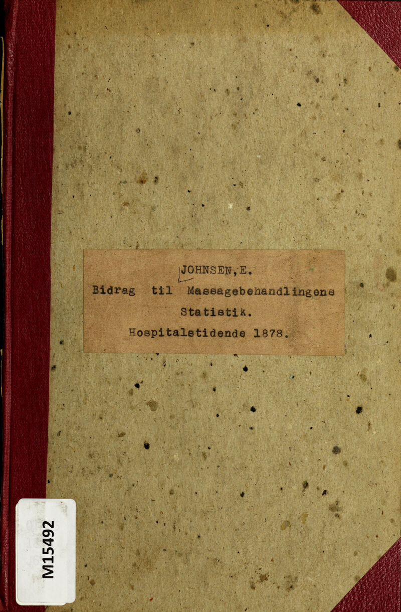 jJOHKSSN.E. Bidrag til MaesagebeiiajQdl ingens Statistik. Ho8pltaletidende 1878.