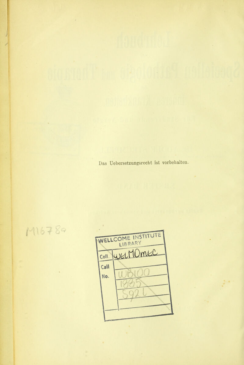 Das Uebersetzungsrecht ist vorbehalten.