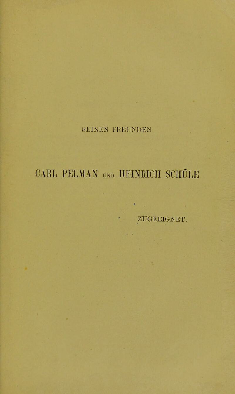 SEINEN FREUNDEN CABL PELMAN und HEINEICH SCHÜLE ZUGEEIGNET.