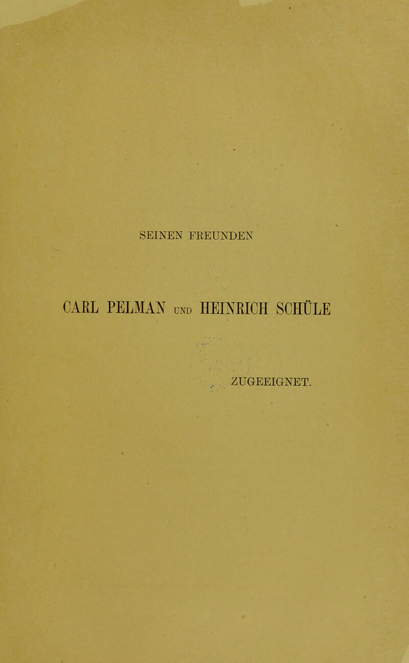 SEINEN FREUNDEN CAßL PELMAN UND HEIMICH SCHÜLE ZUGEEIGNET.
