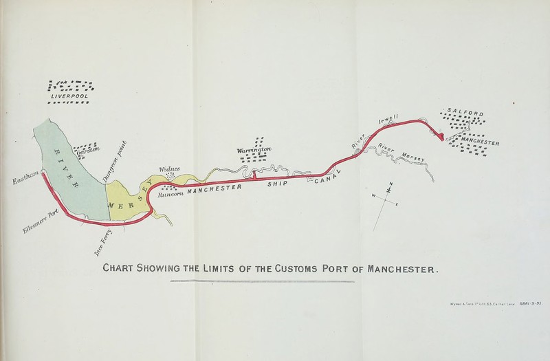 Chart ShowimgTHE Lit^iTS of the Cusioms Port of Manchester. Wyman a, r,on5.L'M-itli.63.Cai bei- Lsne 6861 Z -95.
