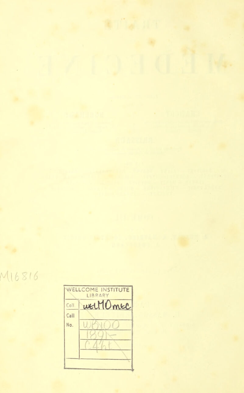 WELLCOME INSTITUTE Coll Call No.