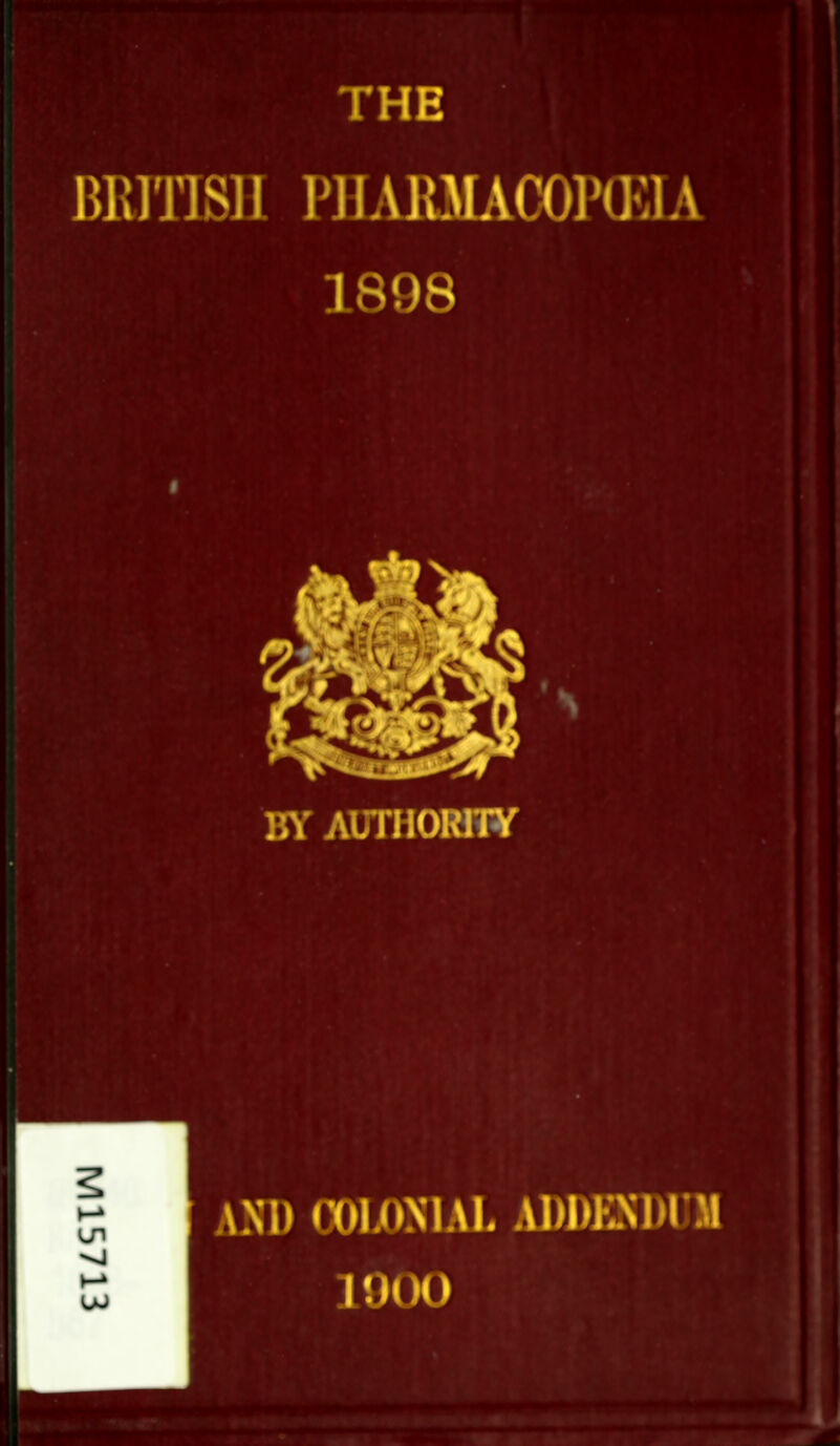 THE BRJHSH PMAMAOOPtFJA 1898 BY AUTHORITY ■[ AND OOlJONlAL ADDENDUM