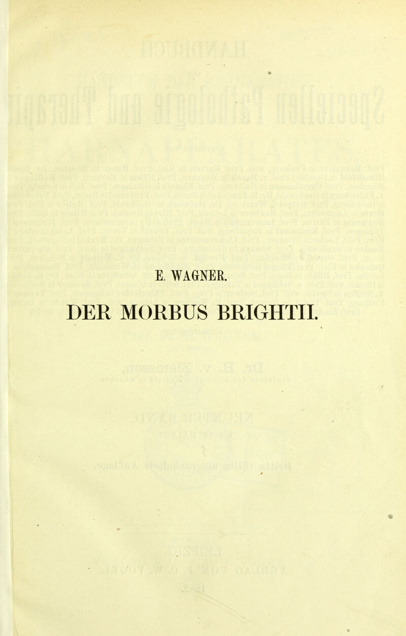 E. WAGNER. DER MORBUS BRIGHTII.