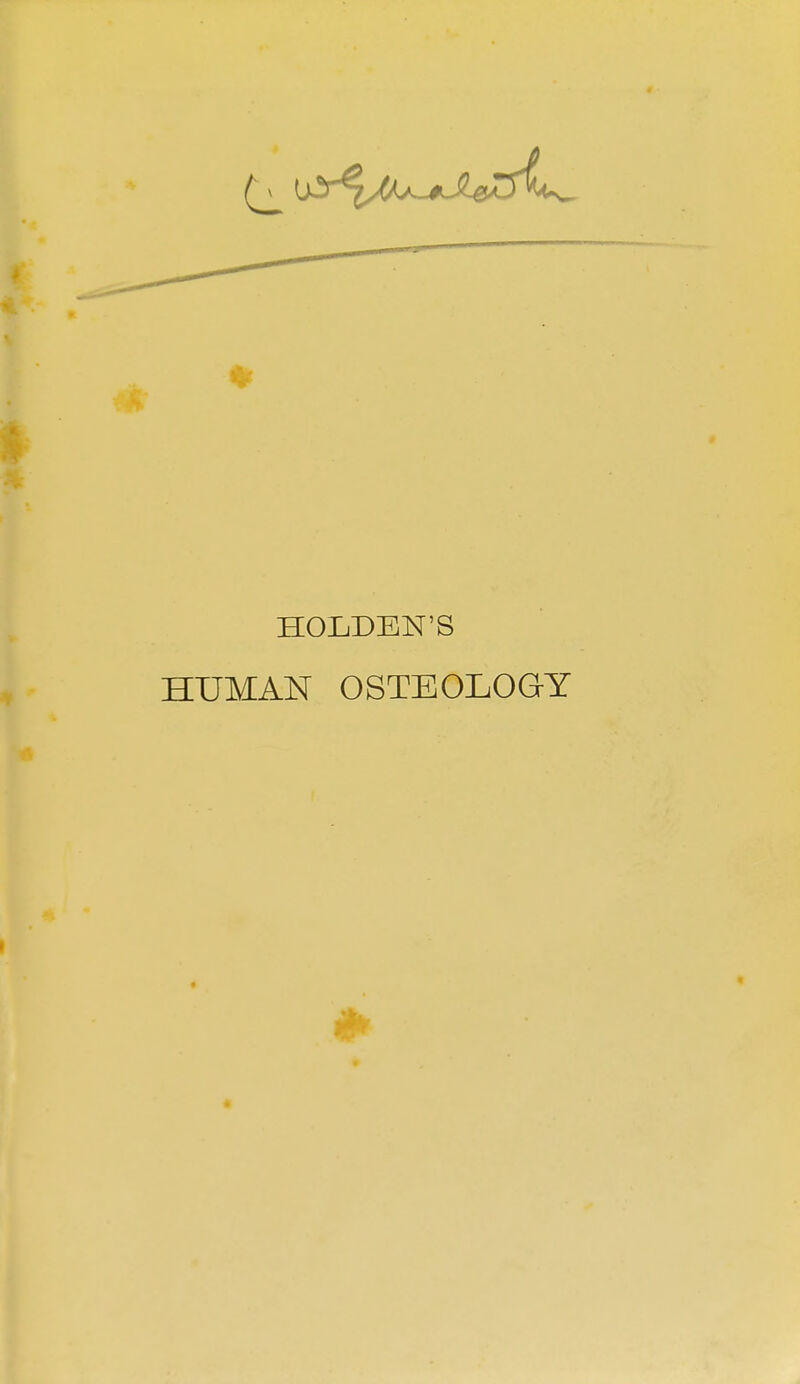 HOLDEN'S HUMAN OSTEOLOGY