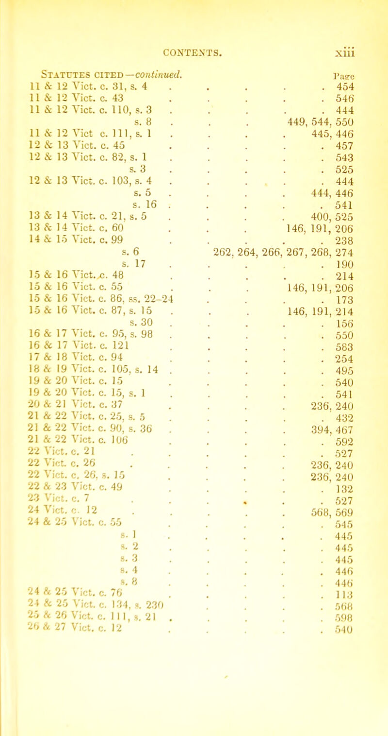 Statutes cited—continued. 11 cSc 12 Vict. c. 31, s. 4 11 & 12 Vict. c. 43 11 & 12 Vict. c. 110, s. 3 s. 8 11 & 12 Vict c. Ill, s. 1 12 & 13 Vict. c. 45 12 & 13 Vict. c. 82, s. 1 s. 3 12 & 13 Vict. c. 103, s. 4 s. 5 s. 16 13 & 14 Vict. c. 21, s. 5 13 & 14 Vict. c. 60 14 & 1.5 Vict. c. 99 s. 6 s. 17 1.5 & 16 Vict. c. 48 1.5 & 16 Vict. c. 55 15 & 16 Vict. c. 86, ss. 22-24 15 & 16 Vict. c. 87, s. 15 s. 30 16 & 17 Vict. c. 95, s. 98 16 & 17 Vict. c. 121 17 & 18 Vict. c. 94 18 & 19 Vict. c. 105. s. 14 19 & 20 Vict. c. 15 19 & 20 Vict. c. 1.5, s. 1 20 & 21 Vict. c. 37 21 & 22 Vict. c. 25. s. 5 21 & 22 Vict. c. 90, s. 36 21 & 22 Vict. c. 106 22 Vict. c. 21 22 Vict 0, 26 22 Vict. c. 26. s. 15 22 & 23 Vict. c. 49 23 Vict. c. 7 24 Vict. c. 12 24 & 25 Vict. c. 55 ■s. 1 s. 2 8. 3 s. 4 s. 8 24 h 25 Vict. c. 76 24 & 25 Vict. c. 134, s. 230 25 Ik ifi Vict. c. III, 3, 21 26 & 27 Vict. c. 12 262, 264, 266 449, 544, 445. 444, 400, 146, 191, 267, 268, 146, 191, 146, 191, 236, 394, 236. 236. 568, Pa?e 454 546 444 550 446 457 543 525 444 446 541 525 206 238 274 190 214 206 173 214 156 550 583 254 495 540 541 240 432 467 592 527 240 240 132 627 569 545 445 445 445 446 446 1 13 rm 540