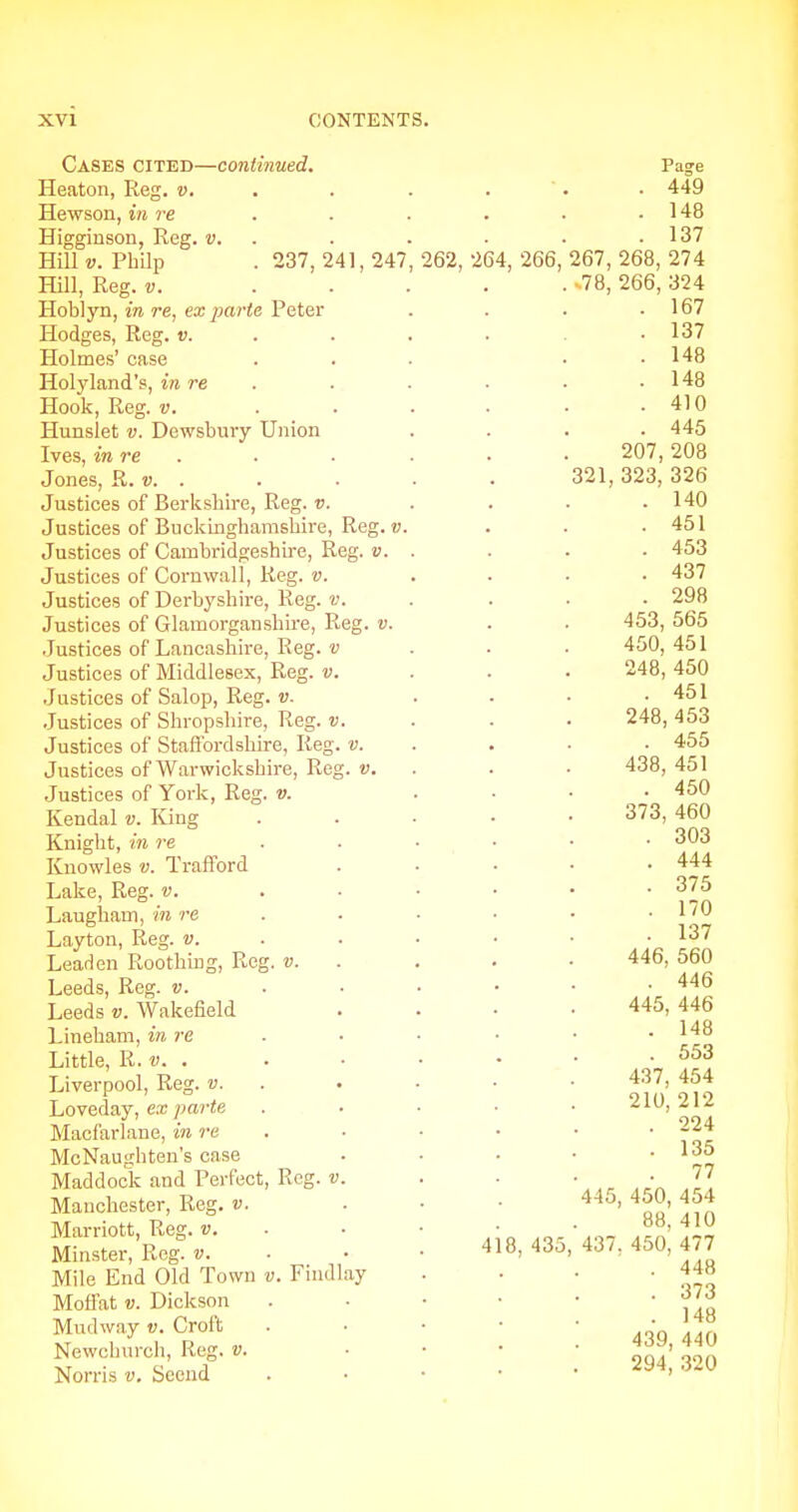 Cases cited—continued. Heaton, Reg. v. Hewson, in re . . Higgiuson, Reg. v. . m\lv. PbLIp . 237, 241, 247 Hill, Reg. V. Hoblyn, in re, ex parte Peter Hodges, Reg. v. Holmes' case Holyland's, in re Hook, Reg. V. Hunslet v. Dewsbury Union Ives, in re . Jones, K. V. . Justices of Berkshire, Reg. v. Justices of Buckmghamsbire, Reg. v Justices of Cambridgeshu-e, Reg. v. Justices of Cornwall, Reg. v. Justices of Derbyshire, Reg. v. Justices of Glamorganshire, Reg. v. Justices of Lancashire, Reg. v Justices of Middlesex, Reg. v. .Justices of Salop, Reg. v. .Justices of Shropshire, Reg. v. Justices of Staflbrdshire, lieg. v. Justices of Warwickshire, Reg. v. Justices of York, Reg. v. Kendal v. Iving Knight, in re Knowles V. Trafford Lake, Reg. v. Laugham, in re Layton, Reg. v. Leaden Roothing, Reg. v. Leeds, Reg. v. Leeds v. Wakefield Lineham, in re Little, R. . Liverpool, Reg. v. Loveday, ex parte Macfarlane, in re McNaughteu's case Maddock and Perfect, Reg, Manchester, Reg. v. Marriott, Reg. v. Minster, Reg. v. Mile End Old Town v. FindLay Moflat V. Dickson Mmlway v. Croft Newcburcli, Reg. v. Norris v. Seend 262, 264, 266 8, 435 Page • *±tC7 1 4R 1 to 1 1 o / Ofift 974. -.78 1 fi7 1 u / 1 T7 1 4ft 410 44*^ 907 90ft 1 40 4^1 453 to / 9Qft tOOj 0\Ju Ar.f\ AlW A;tOj tL*U to 1 94ft d^^ AtOj HiJO 4QQ 4f;i tOOj tL> I ^70 4^0 • OvO 444 ( ttt '^7'i 010 1 70 1 ^7 44R '^fin ttUj 0\j\J 44^^ 44fi tttJj ttu 1 4ft ■ 1 to . 000 4*^7 4^4 H:0 / J tut 210, 212 . 224 . 135 . 77 445 , 450, 454 88, 410 , 437. 450, 477 . 448 . 373 . 148 439, 440 294, 320