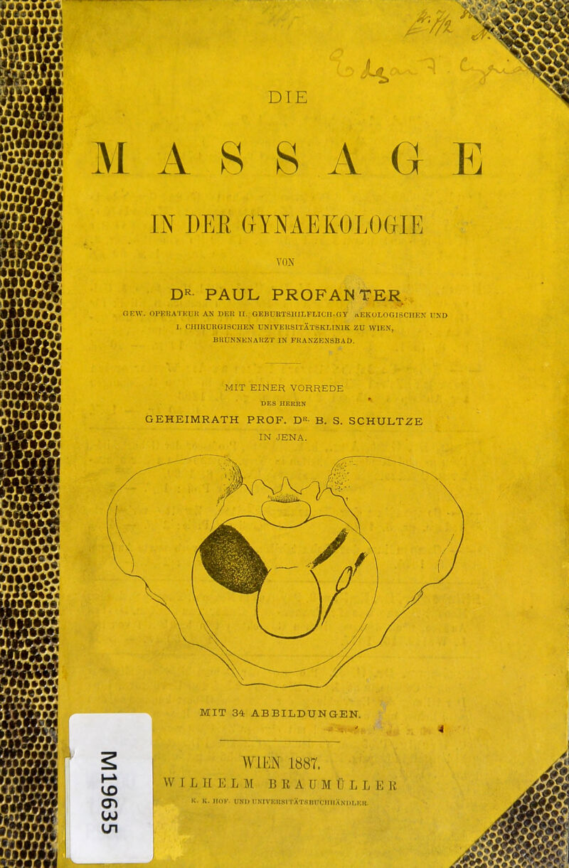 JL DTE MASSAGE IN DIR (iYNAEKOI.IXjlE Vi im DR PAUL PROFAN TER C.F.W. OPERATEUR AN DEH XI. OEBURTS1IILFLICI1-GY nEKOLOGISCIIEN UND I CHIRURGISCHEN UNIVERSITÄTSKLINIK ZU WIEN, BRUNNKNARZT IN FRANZENSBAD. j MIT EINER VORREDE DES HERRN GEHEIMRATH PROF. D B. S. SCHULTZE IN JENA. MIT 34 ABBILDUNGEN. mm 1887. W I L H E LM BKAÜM II L L E R k. k. HOlf. und i:NivEn.sn ÄT.sini(,'iiirÄNi>i,i'.it