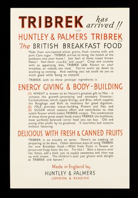 Huntley & Palmers Tribrek : the British breakfast food for universal use.