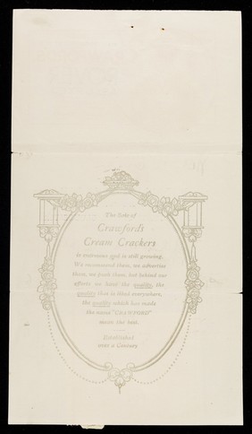 We recommend Crawford's Rover Assorted : a fine assortment of sweet biscuits of excellent quality / F. B. Palmer Bullock.