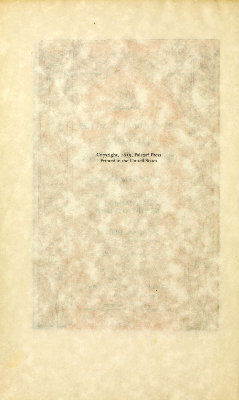 Copyright, 1933, Falstaff Press Printed in the United States