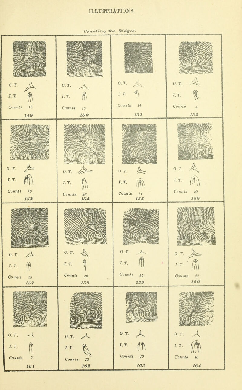 Counting the Ridges* Counts 26 154 0. T, >N IT f\ Co urn ts 14 151 Counts 11 155 0. T. 1. T. A Counts 10 156 O.T. ^ Ot/nts 70