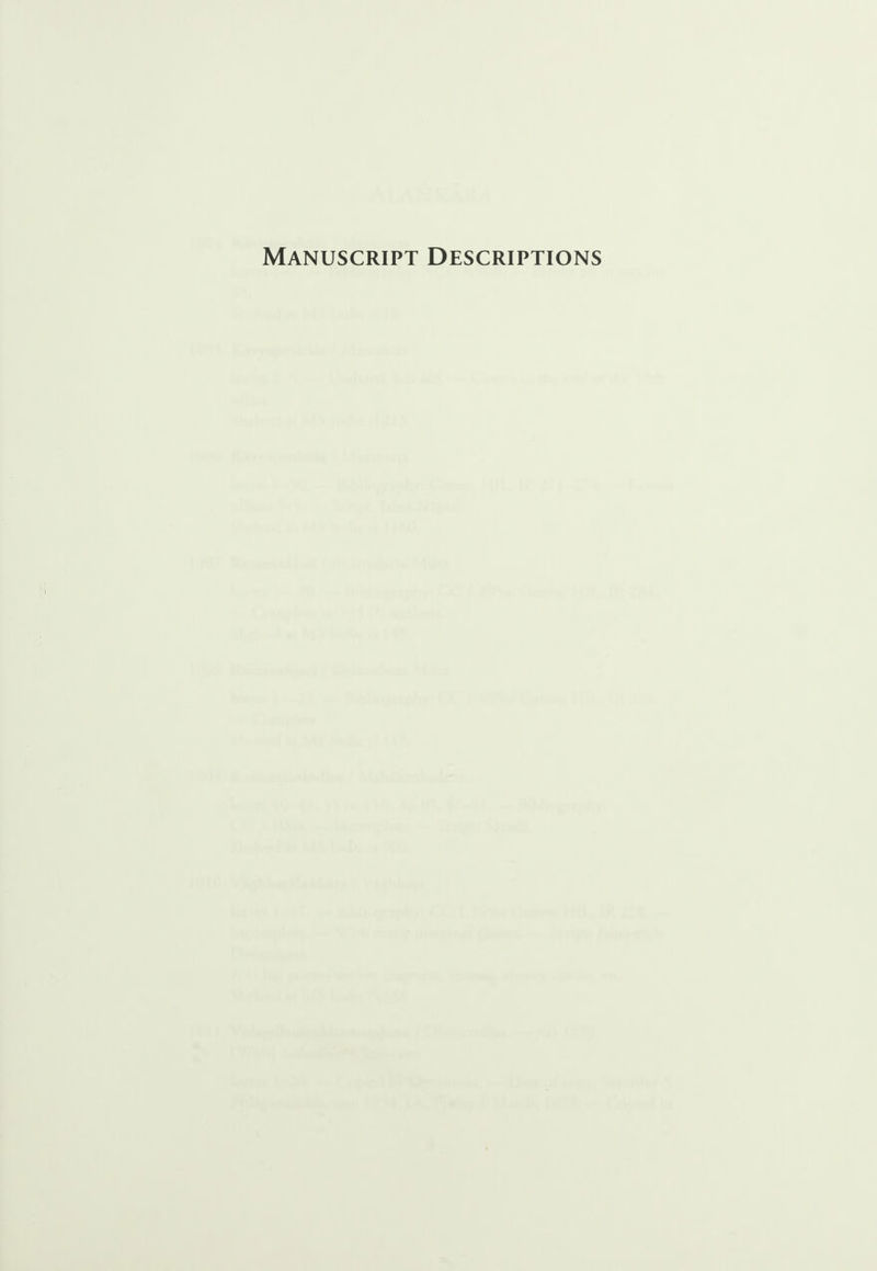 Manuscript Descriptions