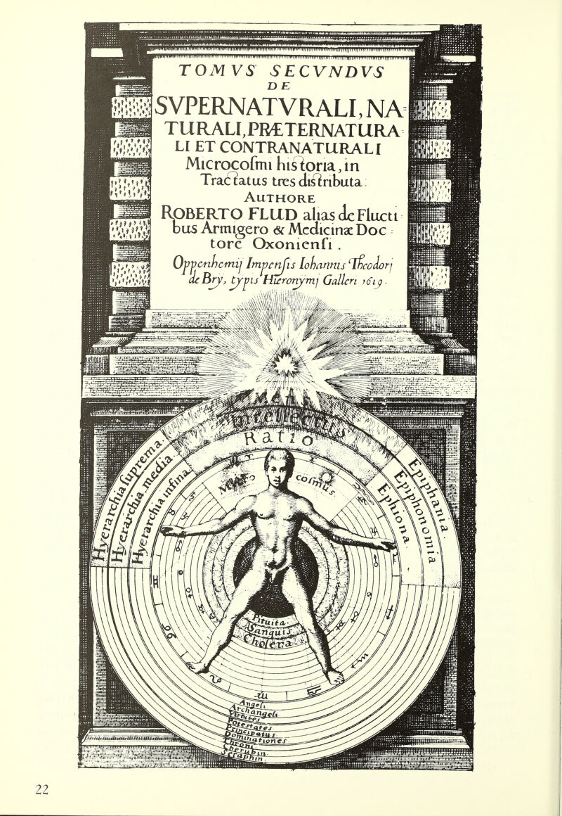 TOMVS SECVNDVS HE H SVPERNATVRALL NA TURALI,PR£TERNATURA [Wl LI ET CONTRANATURALI Microcofmi hislona.in |';»J*V«a Traclatus tres dislnbuta M'**™ AllTHORE ROBERTO FLUD alias JcFlux:ti l\$t!i}jL bus Armigero # Mcdicinac Doc tore Qxonienfi . Oppcnhcmi] Impcnps lohannu Tficodorj cbBry, tyjru Hirronym] Gallcn joij con,