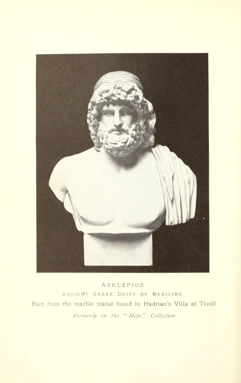 ASKLEPIOS ancient Greek Deity of Medicine Bust from the marble statue found in Hadrian's Villa at Tivoli Fo7-merly in the Hope Collection