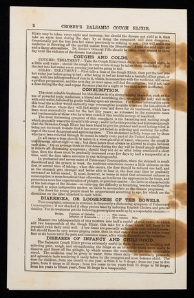 Directions for taking Crosby's Balsamic Cough Elixir / James M. Crosby.