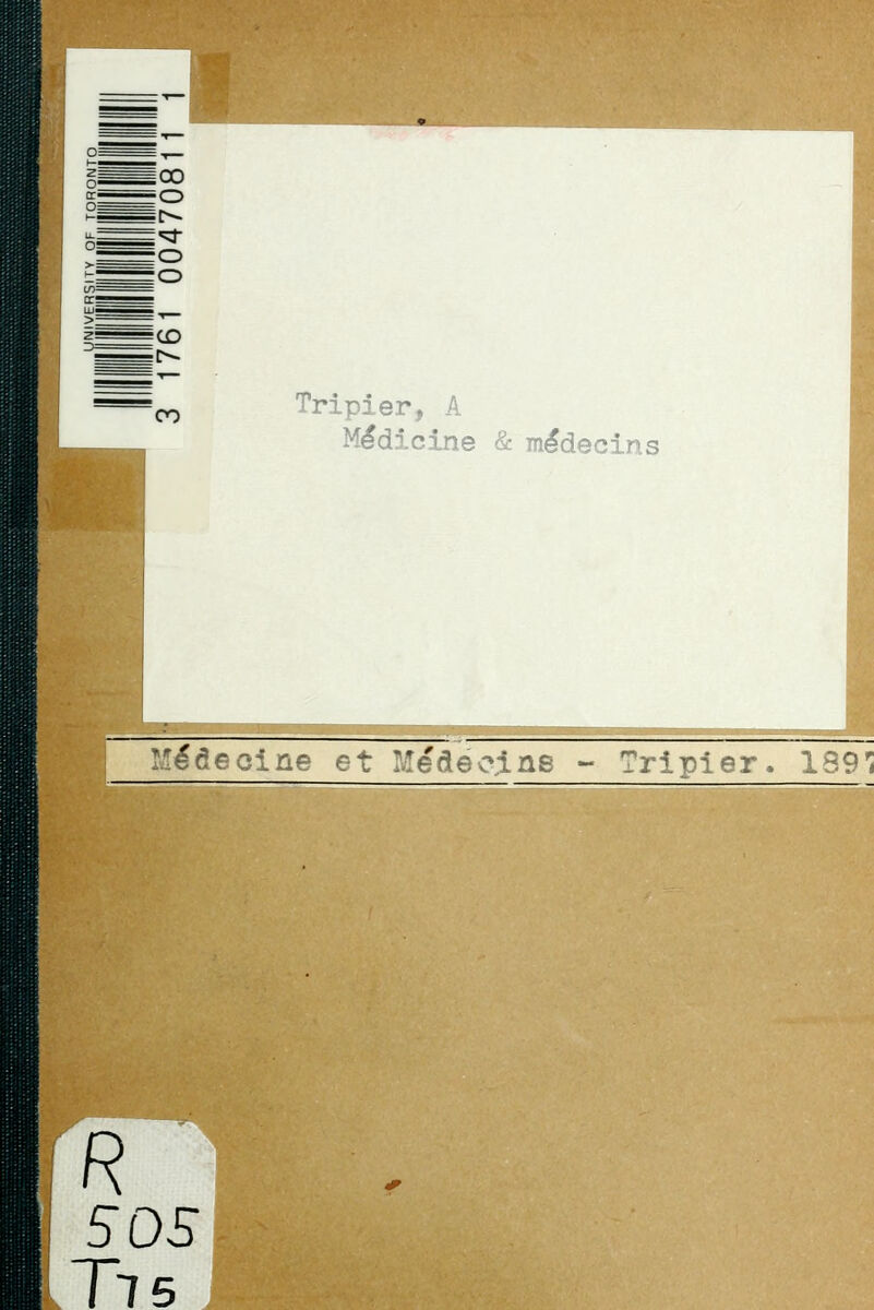 Tripier, A Midicine & médecins l'êdeaine et Médecine - Tripler. 189'