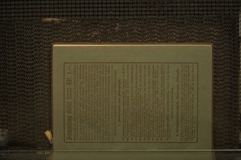 Dfrlag 6er 3of. KC|end)en Bud^l^anblung, Kmiptcn u. mün<f|en unb fefiflnö« Art m öie rotdjtigften (btbitU öcs tlje^retifcben roiffcns unb bcr prahttjcf).led)nijd?cn IPelthunbe einführen 3bre «igenart, ©eldje |te dou qüch Qljnlictjen Unternehmungen unter- Id^eibet, bernijt namentlid) öarauf, ba^ aüt mitarbeiter, bur*. roegs t)crDorragenbe Sadjmänner unb angefetjene (feelehrte HA fT' ^l'l^r Ö)biektiDitQt beflet&igen. Mit feften unb einbeit' liefen ©efid)lspunhten ber Stoffbef^anblung oerbinbet ftcb tim befonbers ge djiAte unb eigenartige CDatjl ber ai^emen. IDeitaus bie meljrsat)! ber be{)anbelten Stoffe ift nocf) niemals in folcher knapptn 5orm unb (Semeinoerftänblidjheit beljanbelt roorben Der3eid)nis ber bisljertgen Bänbc nacf) tDif|cns3t»eigenj t. pijilofoptjlc unb päÖagoglR. •TÄ*m'^r'a'g'^t^.? Dr'. IDenöelln (Toif^cr, Uni^erfitats. '^''»Tir Do?ür'L-<5 : reine PerfönHd,f,dt unö (Bcöanken. ^^fÄ?* »^'P'*«**' «ö Qod,fd,«liuefen. Oon Dr. Karl Qoeber. Oeitfre Bänöe in Dorbereitung. 2. RengfonsmlfTcnfdjaft, triicologle, CUurglR, OertafTung uni) ©rganifatton &er Kftd}«. Don Msct Dr DquI m«rf« D?l?.* 't(n°r'''6T '  '■ «'''• •■» mar.»