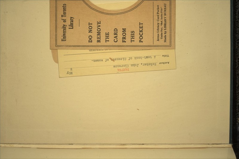 University of Toron Library % la CV2O1 DO NOT REMOVE THE CARD FROM THIS POCKET Acme Library Card Pock Under Pat. Ref. Index File' Made by LIBRARY BURE