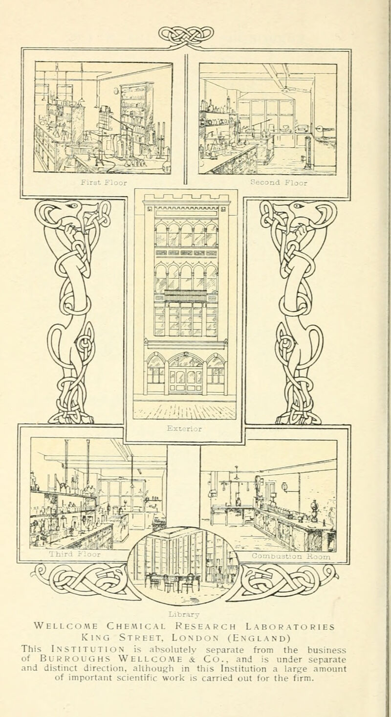 Librarv Wellcome Che.wical Research Laboratories King Street, London (England) This Institution is absolutely separate from the business of Burroughs Wellcoa\e & Co.. and is under separate and distinct direction, although in this Institution a large amount of important scientific work is carried out for the firm.
