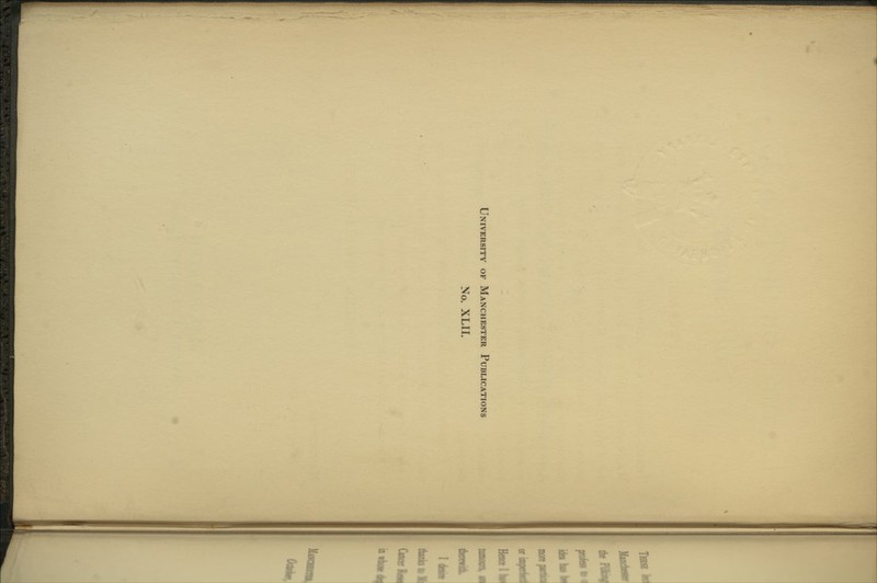 University of Manchester Publications No. XLII.