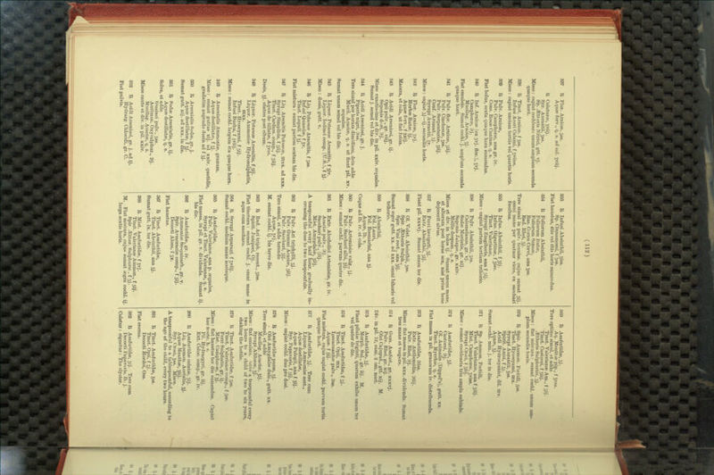 337 R Flor. Amiose, 3ss. Aqu8B ferv., q. s. ad col. Jviij. ;B Colaturee, Jviij. Syr. Aurantii. jss. 8p. ^tlieris Nitrici, git. vj. Misce: capiat cochleare unum amplimi secimda quaque hora. 338 R Tinct. Arnic8B, f 5SS. Infusi Acori Calami, f Jviiss. Misce: capiat imciam tertiis vel quartis horis. 339 R Pulv. ArnicsB, Pulv. Camphoree, ana gr. iv. Cons. Rosse Caninse, q. s. Fiat bolus, sexta quaque hora sumendus. 340 li Inf. AmicsB (ex 3vj. flor.), Jvj. CamphoriB, 9j. Mucilag. AcacisB, 5J. Fiat emulsio. Sumat cochl. j. amp! um secunda quaque hora. 341 I^ Pulv. flor. Amicse, siij. Pulv. Cinchonse, Jss. Pulv. Serpentariee, siij. Conf. Aromat., 5J. Syrupi Aurantii, Jv. Misce: capiat 3j—ij. secundis horis. 342 ft Flor. Amicse, 3vj. HerbsB Butse. Sj- Aquse ferv., f ,^ij. Macera, et cola, ut flat iotus. 343 li Acidi Arseniosi, gr. ij. Opii pulv., gr. viij. Saponis duri, 9j. Misce exactissime et div. in pil. xxiv. tequales. Sumat j. semel vel bis die. 344 li Acidi Arseniosi, gr. j. Piperis nigri, 98S. Tere simul per horam dimidiam, dein adde Mucil. Acacise, q. s. ut fiant pil. xv. sequales. Sumat unam semel vel bis die. 345 IJ Liquor. Potassse Arsenitis, f Jiv. Liquor. lodinei comp. (U.S.), f Jj. Misce : dosis, gutt. v. 346 ^ Liq. Potassse Arsenitis, f 38s. Inf iisi GuassisB, f jv. Tinct. Lupuli. f 5j. Fiat mistura : sumat partem sextam bis die. 347 IJ Liq. Arsenitis Potassse, Ulxx. ad xxx. Syrupi Simplicis, f 3iij. Tinct. Cardam. comp., f 3iij. AqusB de tillatse, f Jvss. Dosis, 5j. statim post cibum. 348 '£^ Liquor. Potassse Arsenitis, f 3ij. Liquor. Ammonise Hydrosulphatis, mxx. Tinct. Hyoscyami, f 3ij. Infusi Buchu, f 5viij. Misce: sumat cochl. largum 4f a quaque hora. 349 IJ Arseniatis Ammonise, granum. Aquse destillatte, f 3J. Misce: sumat guttas xij. ad xxiv. quotidie, gradatim augendo dosin ad f 3j. 350 B Arseniatis Sodse, gr. j. Aquse deslillatse, f 5j. Sumat gutt. xij. ad xxx. in die. ' 351 IJ Podse Arseniatis, gr. ij. Aquse destillatse, q. s. Solve, et adde Guaiaci pulv., 58S. Antimon. Oxysulphur., 9j. Mucilag. Acacise, q. s. Misce caute et div. in pil. xxiv. 3.'32 IJ Acidi Arseniosi, ST. j. ad ij. Hydrarg. Chloridi, gr. C. Fiat pulvis. 353 IJ Infusi Absinthii, Jiss. • Sp. Cinnamomi, f 5s8. Fiat haustus, 4tis vel 6tis horis sumendus. 354 IJ Foliorum Absinthii, Foliorum Kutse, Foliorum Sennse, Has. Comu Cervi, ana 5ss. Bad. Rhei, 3j. Tere simul in pulv. tenuiss. cujus sumat 3ij. omni mane per quatuor vices, ex sacchari fsecibus. 355 IJ Infus. Absinthii, fjij. Infus. Gigartinse, f Jiss. Tinct. Valerianae, Syrupi Zingiberis, ana f 3ij. Misce : capiat partem tertiam trihorio. 356 IJ Pulv. Absinthii, 3ss. Calomelanos, gr. vj. Sodse Muriatis, g^r. xij. Saponis JalapsB, gr. xxiv. Mellis despum., q. s. Misce et div. in bolos ij. Sumat imum mane, et alterum post horas sex, nisi prius bene dejecerit alvus. 357 IJ Ferrilsevigati, 3j. Extr. Absinthii, 3ij. Fiant pil. xxxvj. Sumat unam ter die. 368 IJ 01. Volat. Absinthii, 3ss. Spir. .aitheris Sulph., Spir. Vini rect., ana 5ij. Sumat seger gutt. xx. ad xxx. omni bihorio vel trihorio. 359 IJ Absinthii, Fol. Lauri, Fol. Rosmarini, ana 5j. AqusB, lb. V. Coque ad lb. iv. et cola. 360 B Pulv. Artemisise vulg., 5J. Pulv. Sacchari albi, jij. Misce: sumat cochl. parvum quater die. 361 B Extr. Alcoholic! Artemisise, gr. iv. Acacise pulv., 3j. Sacchari pulv., siij. Mist. Amygdalse, 5iij. A teaspoonful every half hour, gradually in- creasing the dose to two teaspoonfuls. 362 R Pulv. Ari triphylli, 3j. Pulv. Gummi Acacise, 3iij. Pulv. Sacchari, 5ij. Tere simul, et adde terendo Aquse, Jvj. M. sumat cochl. ij. bis terve die. 363 B Bad. Ari triph. recent., 3iss. Spirit. Juniperi, Oj. Fiat tinctura: sumat cochl. j. omni mane in aqua cum saccharo. 364 IJ Syrupi Asparagi. f 5viij. Sumat cochl. medium mane nocteque. 365 IJ Asafoe+idse, Pulv. Valerianse, ana p. sequales, Syrupi et Tinct. Valerianse, q. s. Fiat massa, in pil. gr. v. dividenda. Sumat ij. bis die. 366 B Asafoetidse, gr. iv. Ammonise Sesquicarb., gr. v. Spir. Armoracise comp., f 3ij. Decocti Aloes, f 3x. Fiat haustus. 367 B Tinct. AsafcBtidse, Tinct. Absinthii, ana 5j. Sumat gutt. Ix. ter die. 368 B Mist. Asafoetidse, fjvj. Tinct. Valerianse Ammon., f 5ij. Spir ^ther. Sulphuric, f 3j. M. Fiat mistura, cujus sumat segra cochl. ij. larga sextis horis. 369 B AsafoetidtB, 3j. Aq. Mentbse pip., f Jvss. Tere optime simul, et adde Tinct. Valerianse Am., f 5ij. Tinct. Castorei, f 3uj. .iEtheris Sulphuric), 3j. Misce: fiat mistura: sumat cochl. unum am- plimi secundis horis. 370 B Spir. Ammon. Foetidi, 3S8. Tinct. Hyoscyami, mx. Syrupi Aurantii, 5ss. Spirit. Anisi, f 3]. Acidi Hydrocyanici, dil. mv. Aquse, jj. Sumat cochl. min. j. ter in die. 371 B Sp. Ammon. Fcotidi, Tinct. Valerianse, ana f 3iij. Mist, CamphorsB, jviss. Syrupi Croci, f 3iij. Misce : sumat cochlearia tria ampla subinde. 372 B Asafoetidse, 3j. Castorei, 9j. 01. Animalis (Dippel's), gpitt. xx. Tinct. Myrrhse, q. s. Fiat massa in pil. granorum iv. distribuenda. 373 B Asafoetidse, 9is8. Extr. Anthemidis, 9iij. Pulv. Rhei, 9j. Misce: flat massa inpil. xxx. dividenda. Sumat tres mane et vespere. 374 B Gum. Asafoet., gr. xxxvj. Pulv. Rhei, gr. xij. Olei Cajuput., gtt. xij. M. Div. in pil. 12, sum. 2 om. noct. 375 B Asafoetidse, 3j. Morph. Sul., gr. iij. M. Fiant pilulse triginti, quarum exhibe unam ter vel quater de die. 376 B Tinct. Asafoetidse, f3j. Tinct. Opii, mx. Ipeoacuanhse pulv., 98S. Aquse. f Jij. Fiat mistura. cujus capiat cochl. parvum tertia quaque hora. 377 B Asafoetidse, 3j. Tere cum Liquor. Ammonise acet., Aquse destillatse, Aquse Pulegii, ana f 5ij. Syr. Papaveris, f 5ij. Misce: capiat cochl. duo pro dosi. 378 B Asafoetidse purse, 3j. • Olei Amygdalse dulc, gutt. xx. Tere simul, et adde Mucilttg. Acacise. 5ij. Syrupi Althsese, Jj. Misce: flat emulsio. trive a teaspoonful every two hours to a child of two to six years, shaking the bottle. 379 B Tinct. Asafoetidse, f 3ss. Tinct. Valerianse comp., f 38s. Ferri Sulphatis, gr. ij. Mist. Camphoise, f 5j. Misce: fiat haustus ter die sumendus. Capiat hac nocte, h. s. Pil. Hydrargyri, gr. iij. Ext. Coloc. comp., gr. iv. 380 B Asafoetidse colatse, 3ij. Liq. Ammon. Acetatis, 5j. Aquse Meuthse, Jiij. Syr. Croci, Jss. Misce. A teaspoonful to a tablespoonful, according to the age of the child, every two hours. 381 B Tinct. Asafoetidse, Jss. Tinct. Opii, f 3j. Decocti Hordei, Oss. Fiat enema. 382 B Asafoetidse, 3ij. Tere cum Decocti Papaveris. lb. j. Coletur : signetur: The clyster.
