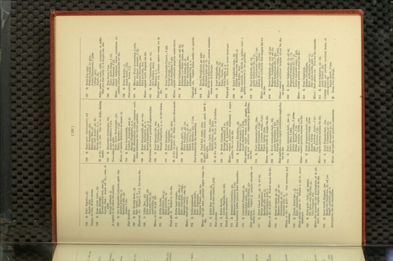 766 I^ Pulv. Ergottc, 5ij. Aquse, Jxij. Coque, et cola, ut flat enema. 76« B Kass. Com. Cerv., 5ij. Ead. Eryngii, Hordei perlati loti, ana jij. Aquae, Oiss.; coque ad Oj., cola, et adds Syi'upi Adianti, 5j. A cupful to be taken frequently. 767 H Olei Euphorbii Lathyris, gutt. viij. AcaciiF pulveris, 3j. Sacchari albi, Jij. AquiB, f Jiij. Fiat haustus. 768 B Fel. Bovini desic, 5j. Spir. rectif., q. s. Fiant pil. xv. Sumat j. vel ij. bis terve die. 769 R Fellis Bov., siij. Extr. Gentianse, sij. l!hei pulveris, 31 j. Asafcetidae, 3j. Misce, et div. in pil. 120. 770 R Fellis Bovini, Asafcetidae, ana 3j. Ehei pulveris, 9j. Syrupi, q. s. Fiant pil. xl. Sumat ij. bis die. 771 R Fellis tauri inspis., Aloes extr. pur., ana 3J. Extr. Colocynth. comp., Saponis Castil., ana 3j. Misce: fiant pil. xxxvj. 772 B Fellis inspissati, Extr. Aloes purif., Extr. Gentianae, Saponis Venet., ana 58s. Misce: fiat pil. xxx., quarum capiat binas bis die. 773 R Fellis Bot. recentis, Jij. Decocti Avenae tenuis, f 5viij. Fiat enema. 774 R Fellis Bovini, Ijiuim. Saponis, ana 5iiJ. Fiant guttae acoustieae. 775 R Fermenti Cerevisiae, Jss. Misturae Camphorae, f jij. Fiat haustus, tertia quaque hora sumendus. 776 R Cerevisiae Fermenti, 5x. Camphorae pulv., 38s. Spir. Athens Nitrici, 3iv. Fiat mistura. Capiat 5j. quaque secunda vel tertia horu. 777 R Ferri Limat. laev., gr. vj. ad xij. Testae praeparatae, Sacchari albi, ana 5j. Olei Limonis, gutt. j. Misce, et div. in pulv. vj. Sumat unum bis die. 778 B Ferri laevigati, gr. iij. Magnes. Carbon., gr. xv. Cinnamomi, gr. vj. Sacchari albi, 3j. Misce, et div. in pulv. vj. One morning and evening. 779 R Limat. Ferri Isev., 5j. Extr. Absinthii, q. a. Fiant pilulee gran. iv. Sumat j. ad iv. nocte maneque. 780 R Ferri pulv. (red.), gr. xxxvj. Pil. Aloes cum Myrrhd, 5J. Olei Juniperi, mx. Misce, fiat massula, ope mucilaginis, et in pil. xxiv. divide. Capiat duas ter de die. 781 R Ferri Oxidi Magnet., 3ss. Mag^nesiao Sulphatis, 9j. ad5ss. Zingib. pulveris, gr. v. Fiat pulvis, bis die sumendus. 782 R Fen-i pulv. (Quevenne's), vel Ferri Sesquiox., Jss. Bismuthi Nit., 3v. Ext. Opii Aquos., gi-. iij. Syrup, gummos., q. s. M. et div. in pil. 12.5. One to 10 daily, during meals. 783 R Ma<mesiae Calcinatae, 3ij. Aquae destillatfe, f Jvj. Tere simul, et adde Pulv. Ferri Protosulph., siv. Tinct. Quassiae, f 3ij. Misce, et statim distribuae in haust. vj. 784 R Ferri Sesquioxidi, Confect. Aurantii, ana 5j, Syrupi Zingiberis, q. s. Misce: flat electuarium cujus sumatur coch- leare minimum bis vel ter quotidie. 785 R Ferri Sesquioxidi, gr. x—xx. Pulv. Aromatici, gr. v. Syrupi Zingiberis. q. s. Fiat bolus, bis terve quotidie deglutiendus. 786 R Ferri Sesquioxidi, 9ss. Pulv. Valerianae, 38s. Syrupi Zingiberis, q. s., ut flat bolus. 787 R Ferri Sesquiox., Pulv. Calumbae, Bismuthi Nit., au siiss. M. et div. in pulv. 20. Sum. j. inter cibos nocte maneque. 788 R Myrrhaepulv., 9j. Ferri Sulphat., gr. iss. Sodae Carbon., gr. iv. Tinct. Croci. f 3j. Aquae Menthte pip., f 5188. Fiat haustus ter die sumendus. 789 R Ferri Sul. cryst., 3iiss. In pulv. reduc. et exsicca calor. grad. 104° F., dein adde Potass. Carb. sice, 3iiss. Mellis defaec, gr. Ixxv. M. et div. in pil. 50. Sum. 1 ad 10 indies. 790 R Ferri Citratis, 3ss. Syrupi Aurantii, f 3v. Aquae fl. Aurantii, 5iij. Misce: sumat cochleare minimvim e aquae cyatho, bis vel ter die. 791 R Potassae Bicarbon., 51]. Syrupi Aurnntii, f 5j. Aquae destillatae, f Jvij. Fiat mistura, cujus sumat cochl. magna duo cum pari misturae superscriptse portione, ter die. 792 R Fen-i Ammonio-Citr., siss. Inf usi Calumbae, f Jxj. Tinct. Cardam. comp., f 3vj. Tinct. Lyttae, 3ii8s. Misce, capiat cochl. ij. ampla bis die. 793 R Ferri Ammonio-tart., 9ij. Aquae destillatae, f Jvj. Syrupi Hemedesmi, f Jij. Fiat mistura, cujus capiat cochlearia ampla duo ter in die. 794 R Ferri Ammonio-tart., 388—5j. Inf usi Bhei, f 3xij. Infusi Aurantii comp., f jTliss. Potas. Bicarb., f 3ij. Spir. Ammon. Arom., -,iv. Misce : sumat partem sextam bis die. 795 R Ferri Ammonio-tartr., 388. Decocti Aloes comp., jivss. Aquae, f Jivss. Spir. Ammon. Arora., f 3iv. Liq. Potiissae, f 3ij. Misce : capiat partem sextam bis die. 796 R Ferri Potassio-tart., 9ss. Pulv. Calumbae, gr. xij. Pulv. Aromatici, pr. iv. Misce: flat pulvis, ter quotidie sumendus. 797 R Ferri Pot.-tart. Potassii lodidi, aa 3ii8s. Aquae Cinnamomi, f 3ii88. Syrupi, fjxvj. Aquae, 5ij. Solve sales in aquil. adde syrupum, et agita. Sint pro dosi cochl. 2—6 magna om. die. 798 R Vini Ferri, f Jss. Tinct. Aloes comp., f 3vj. Tinct. Castorei, f 3ij. Misce : sumat cochleare unum minimum ex cyatho infusi anthemidis ter die. 799 R Ferri Malatis, 3J. Aquae destil., 3xij. Fiat solutio. Dosis, f 3j. 800 R Misturae Ferri Aromaticae, f Jviij. Spir. Ammon. Aromat., f 3ij. Potasses Bicarbon., 3i8s. Rhei pulveris, 9ss. Misce : capiat cochl. largum bis die. 801 R Ferri Valerianatis, gr. xij. Olei Sabinap, ntxij. Mannao, q. s. Fiant pilulee sex, quarum capiat unam ter in die. 802 R Ferri Pemitratis Liquor., fsiij. Syrupi simpl., f 5v. Aquae destillatae, f Jiij. Misce : capiat cochleare amplum sextis horis. 803 R Ferri Subphosphatis, 3S8. ad 9ij. Potassae (vel Sodae) purae, gr. iij. Extracti Aloes, gr. iv. Pulv. Glycyrrhizae, 9ss. Albuminis Ovi, q. s. Fiant pil. xij. Capiat binas tertiis vel quartis horis. 804 R Ferri Phosphatis, gr. xxx. Myrrhae pulverif, gr. xij. Sacchari puri, gr. vj. Misce: divide in pulveres sex, quorum sumatur unus mane meridieque. 805 R Ferri Sulphatis, 38s. Ext. Gentianae, 9j. Piper. Cayen., 9ij. Olei Cassise, q. s. Fiant pil. xxiv. Sumat ij. nocte maneque. 806 R Ferri Sulphatis exsic, 9j. Pilulae Aloes cum Myrrhd, 3j. Olei llutae, mvj. M. Fiat massula, et divide in pilula.s xxiv. e quibus sumantur ij. bis quotidie. 807 R Ferri Sulphatis, g^. xij. Acidi Sulphurici dil., f 3j. Tinct. Cardamomi comp., f jss. Infusi Rosfe comp., f Jvss. Misce : sumantur cochlearia duo magna bis vel ter die. 808 R Ferri Sulphatis, gr. xvj. ad 3S8. Magnes. Sulphatis, 3vj. ad 3ix. Acidi Sulphurici dU., f 3iv. Infusi Gentianae comp., f Jviij. Misce: sumat cochleare largum unum bis die ex aqufl. 809 R Ferri Sulphatis, gr. vj. ad xij. Magnesia? Sulphat., 3j—vj. Acidi Sulphurici dil., f 3j. Infusi Aunmtii comp.. f Jxij. Misce : sumat partem sextam bis die. 810 R Ferri Sulphatis, Quinae Disulphatis, Extr. Anthemidis, ana 9j. Olei Anthemidis, gutt. vj. Misce : flant pilulae xx. Una tor die sumenda. 811 R Ferri Sulphatis. 3ij—iij. Acidi Nitrici. 3iij. Contere simul per partem (luartam horae, et adde gradatim Aquae destil., f Jiss. M. Dose, 5 to 12 drops.
