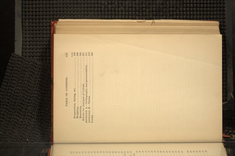 PAGE Evaporation, drying, etc 500 Weighing 503 Measuring 504 Scheme for Analysis of Calculi 507 APPENDIX A.—Orthography and pronunciation 511 APPENDIX B.—Tables 516 INDEX.. . 523